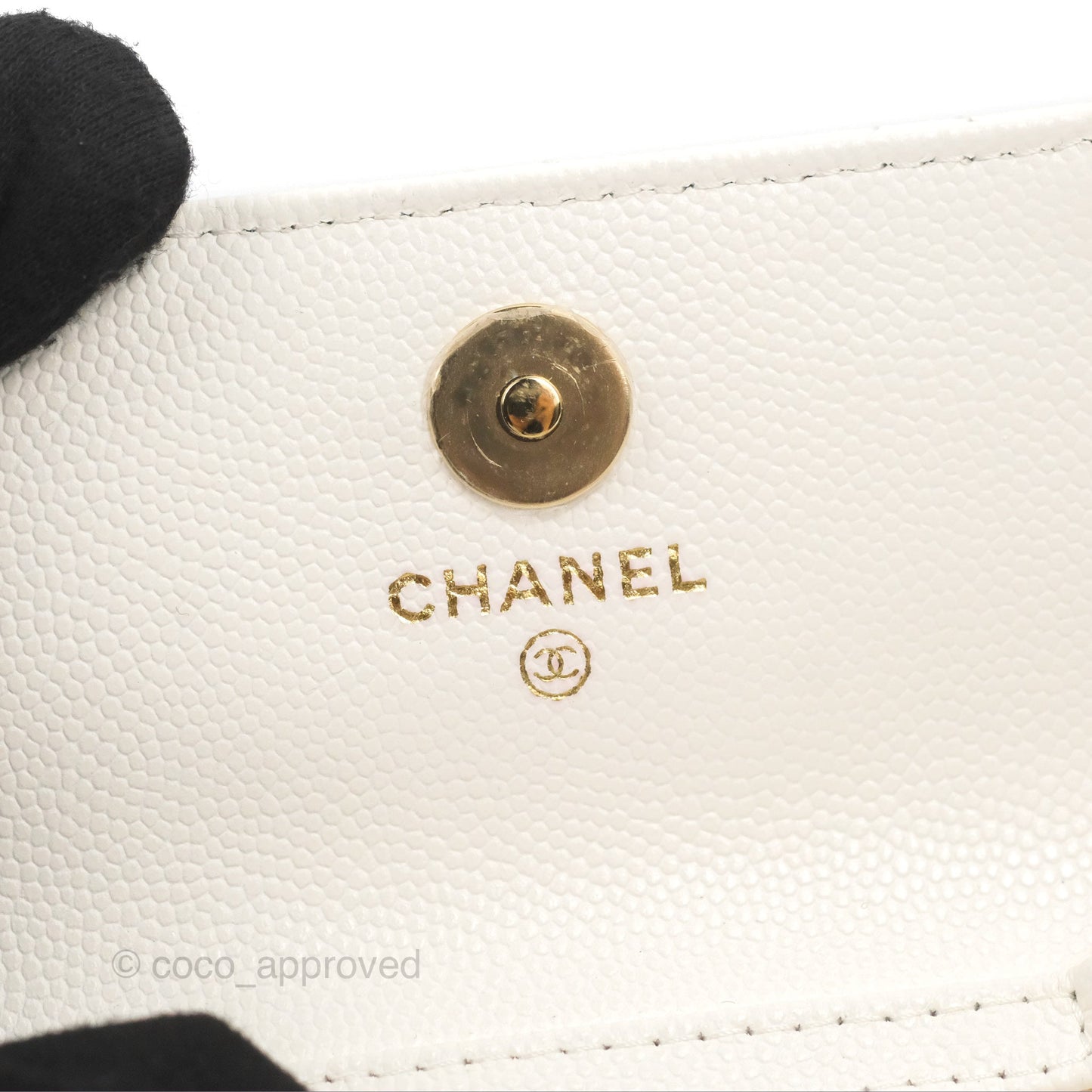 Chanel Mini Card Holder Charms Chain Belt Bag White Caviar Gold Hardware