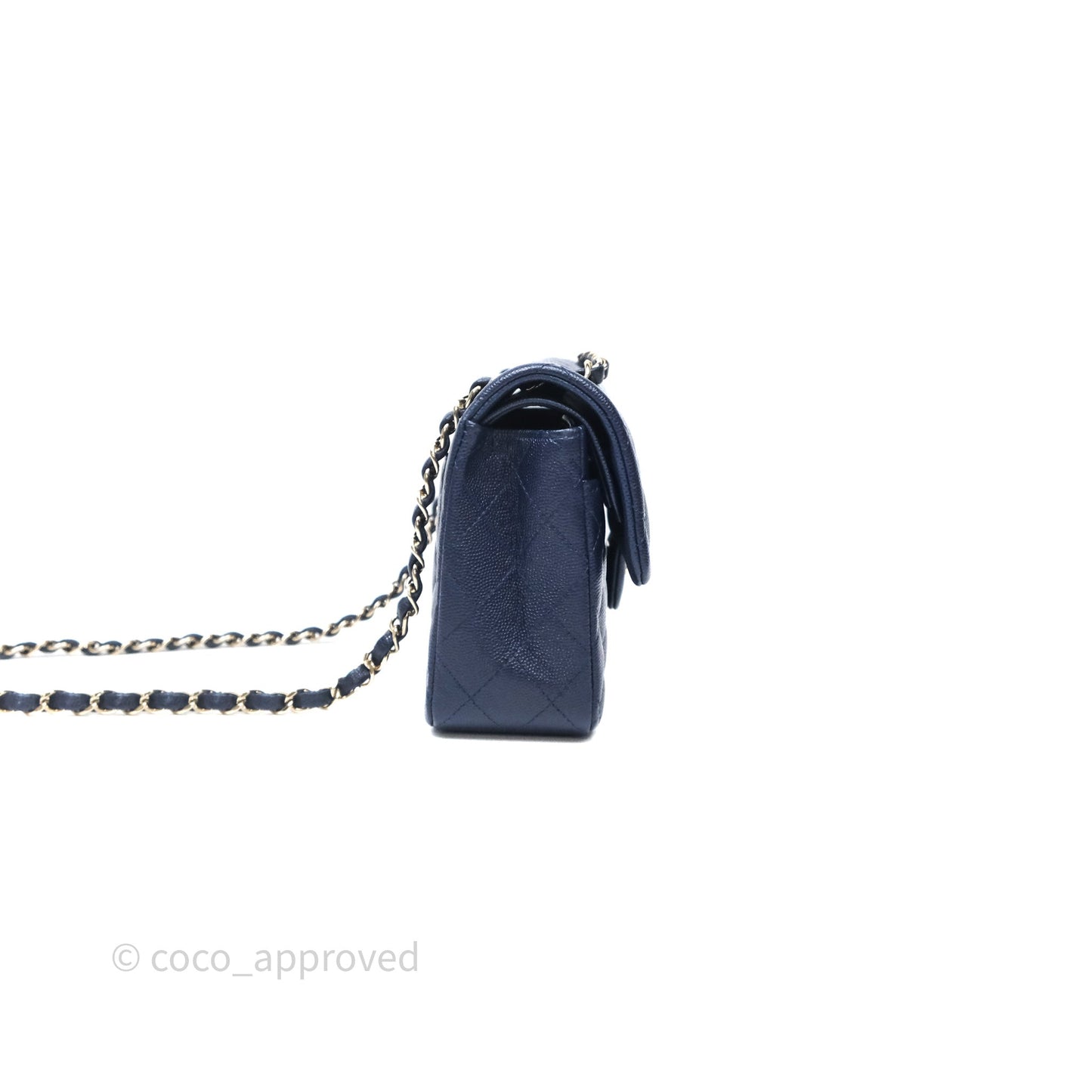 Chanel Small Classic Flap Quilted Navy Caviar Gold Hardware