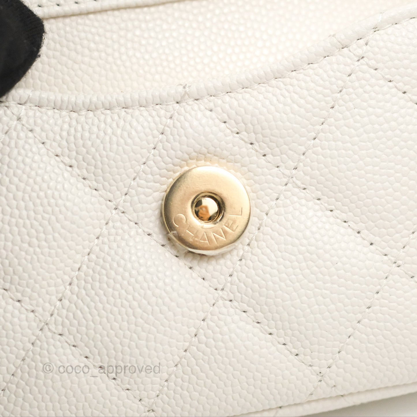 Chanel Mini Card Holder Charms Chain Belt Bag White Caviar Gold Hardware