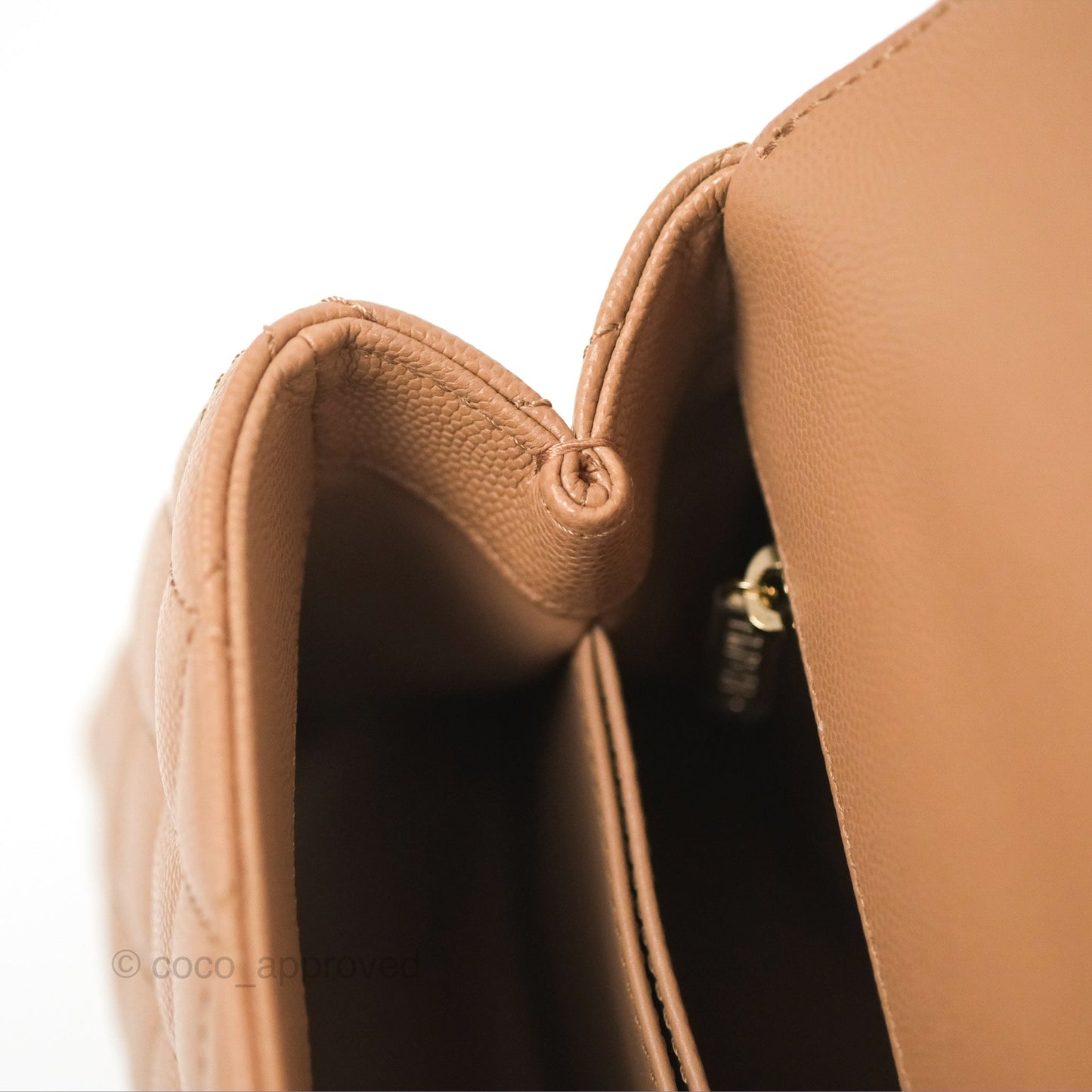 Chanel Small Coco Handle Dark Beige Caviar Gold Hardware