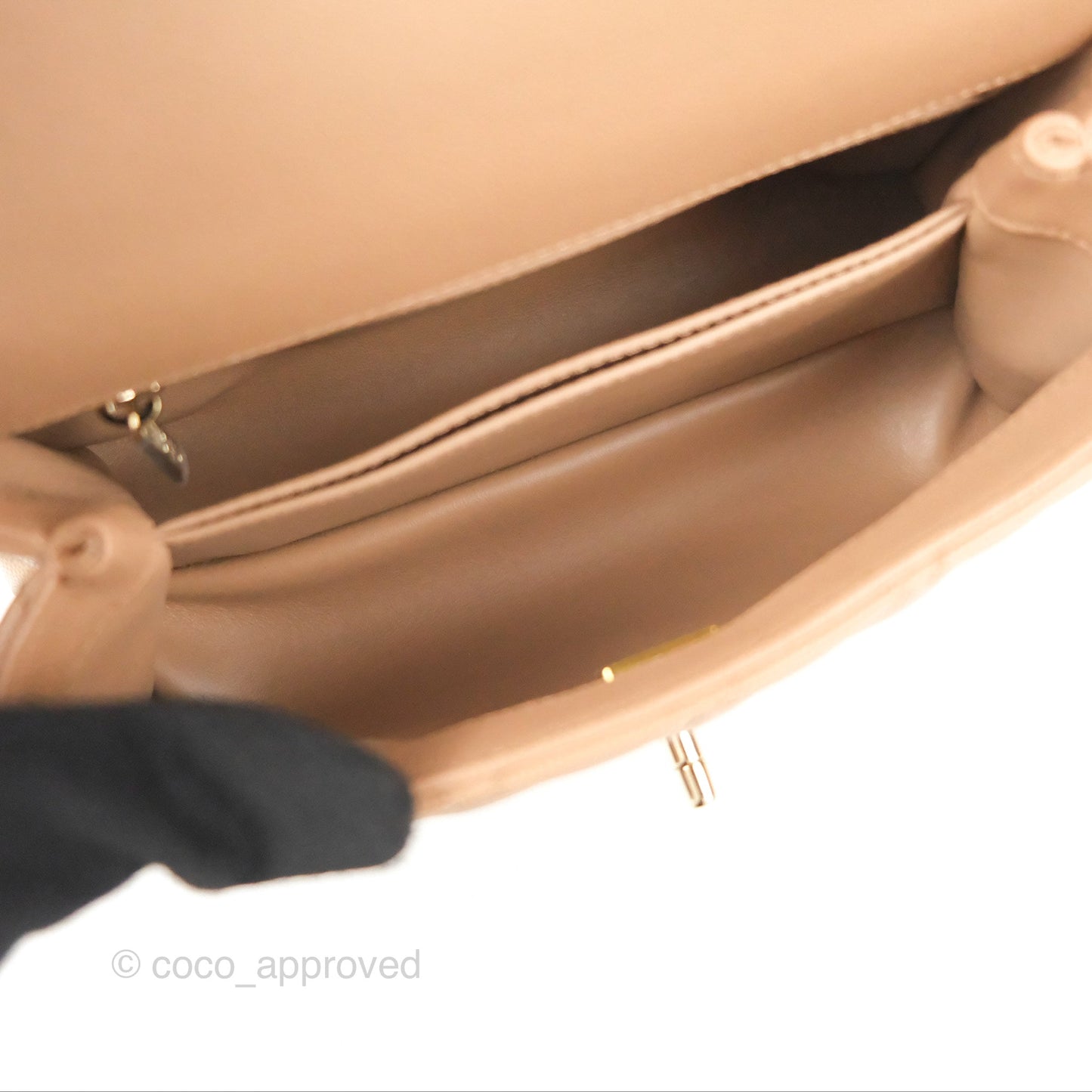 Chanel Small Coco Handle Dark Beige Caviar Gold Hardware