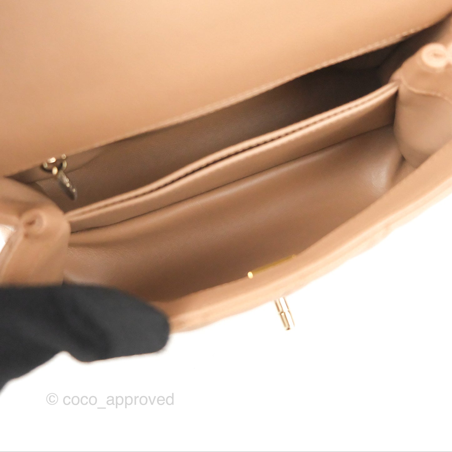 Chanel Small Coco Handle Dark Beige Caviar Gold Hardware
