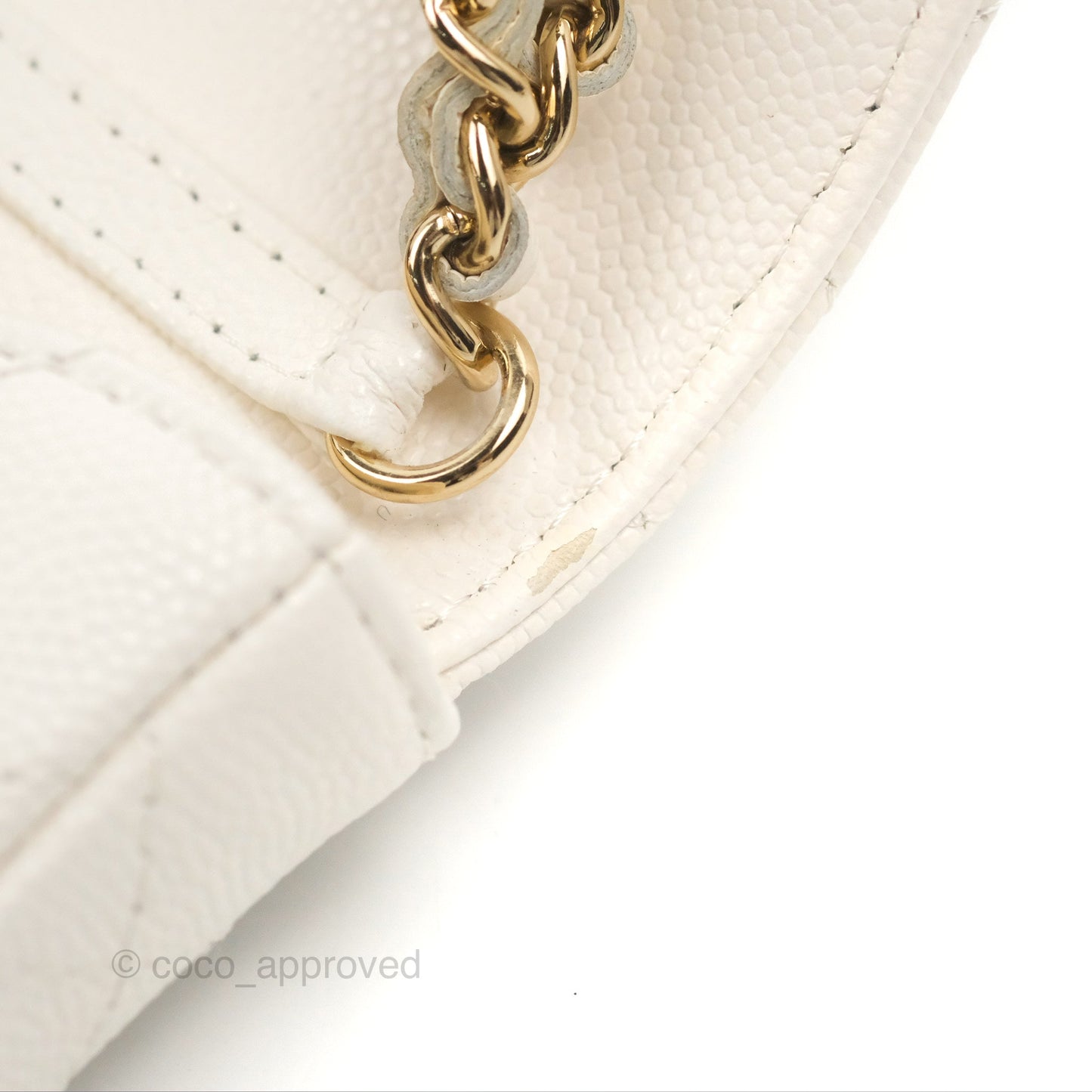 Chanel Mini Card Holder Charms Chain Belt Bag White Caviar Gold Hardware