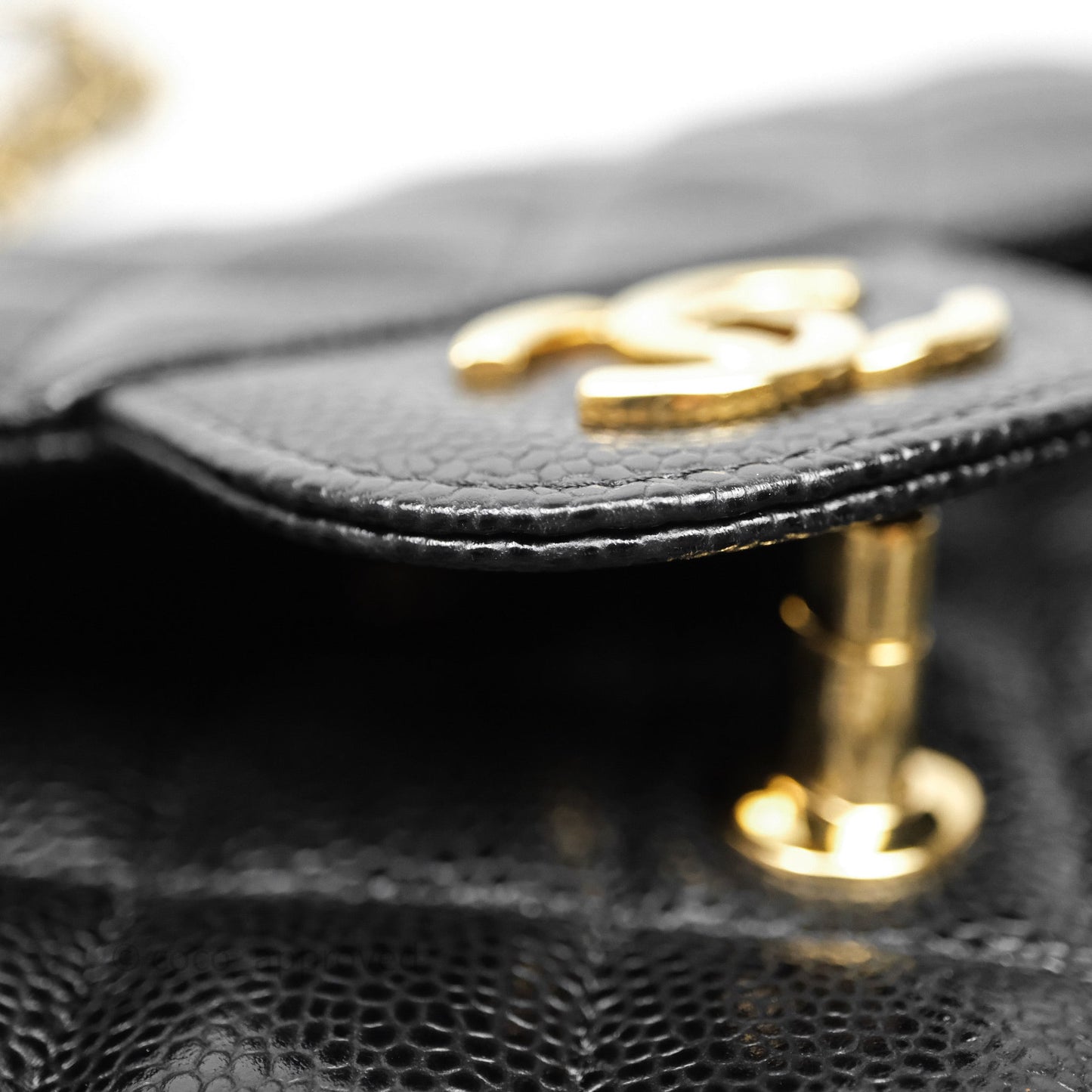 Chanel Jumbo Double Flap Quilted Black Caviar Gold Hardware⁣⁣
