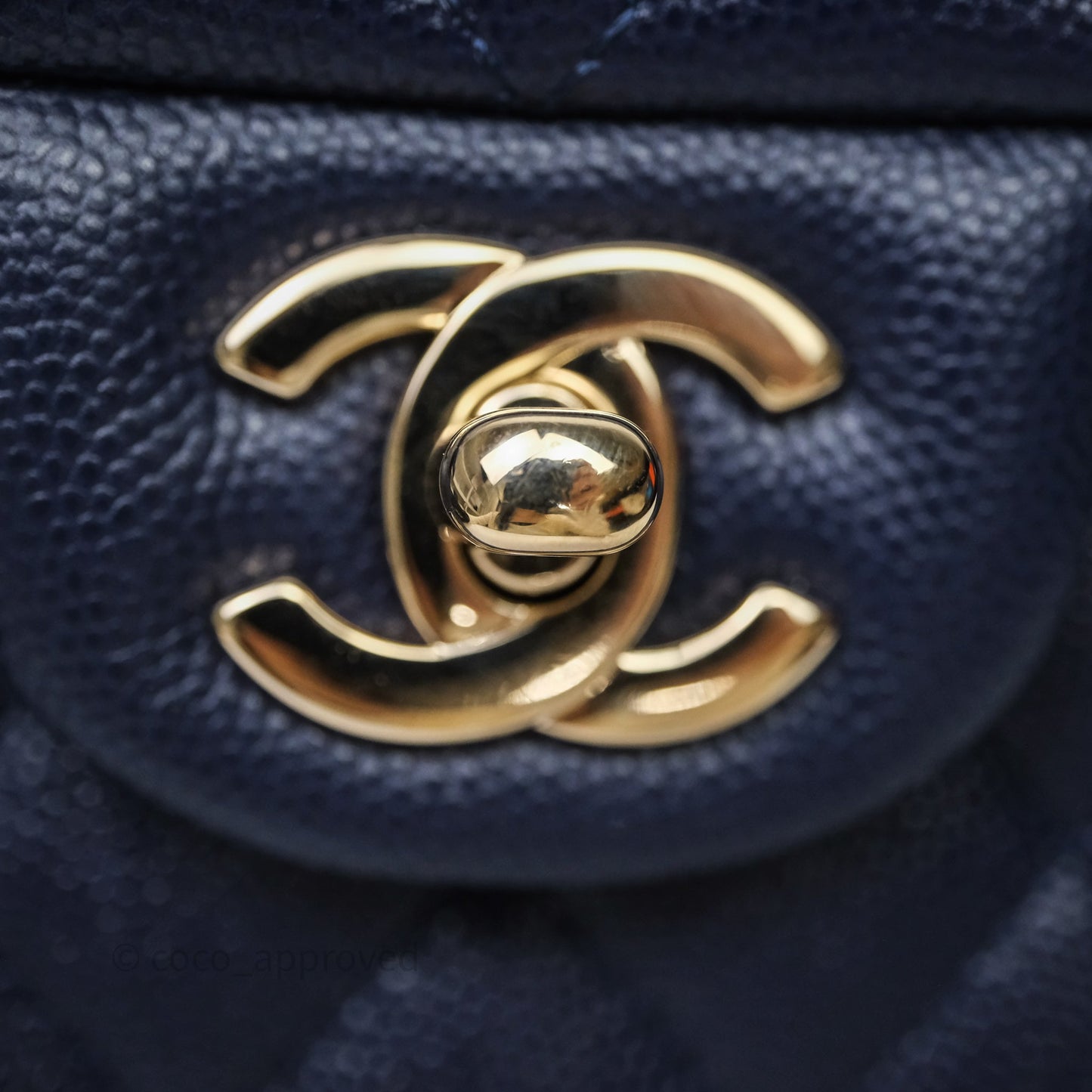 Chanel Small Classic Flap Quilted Navy Caviar Gold Hardware