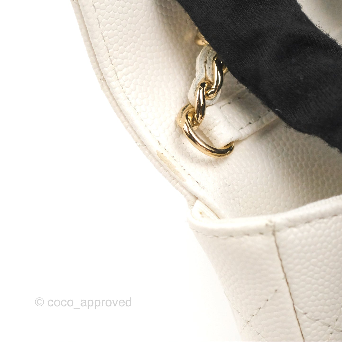 Chanel Mini Card Holder Charms Chain Belt Bag White Caviar Gold Hardware
