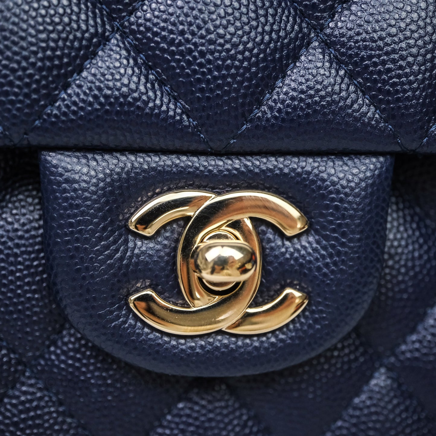 Chanel Small Classic Flap Quilted Navy Caviar Gold Hardware