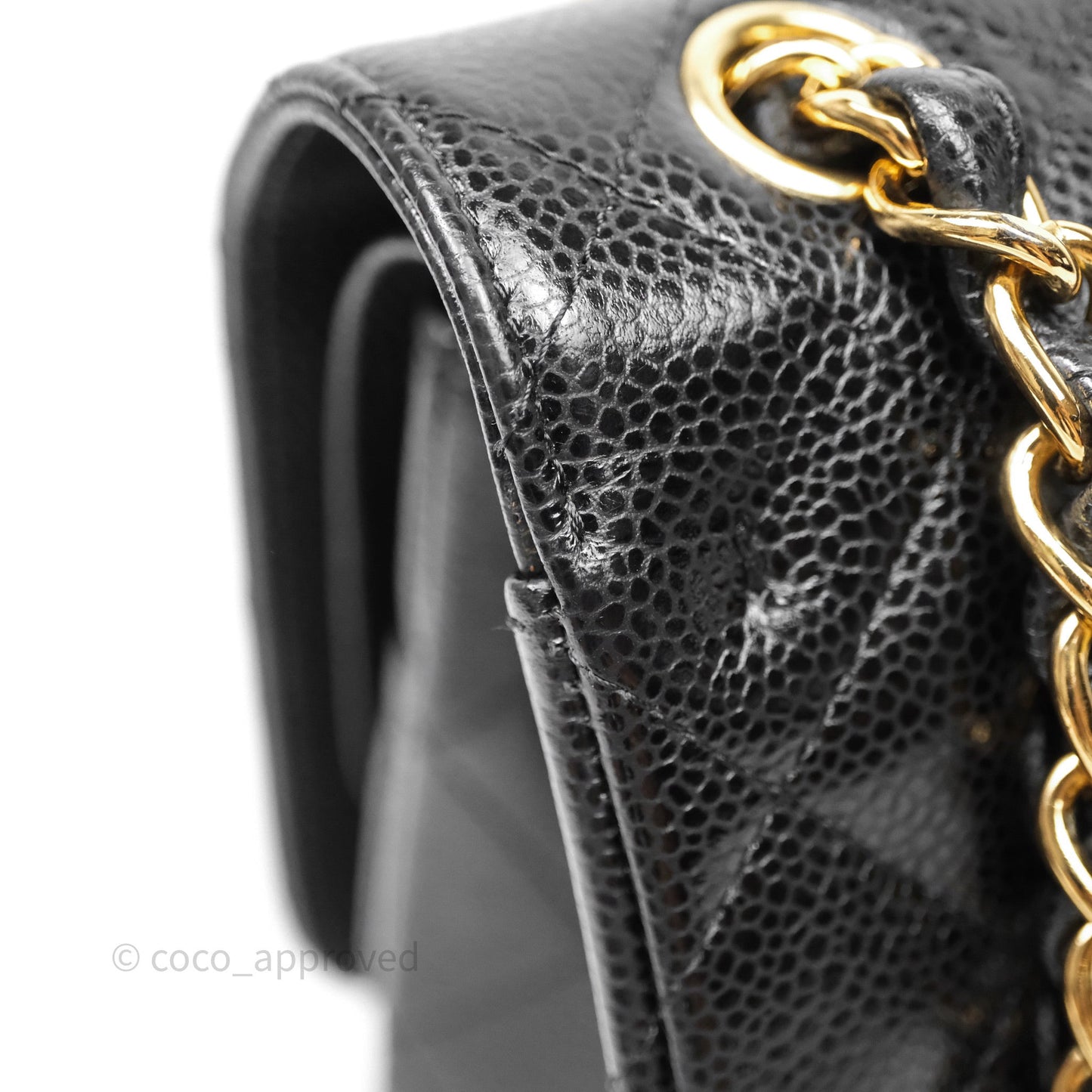 Chanel Jumbo Double Flap Quilted Black Caviar Gold Hardware⁣⁣