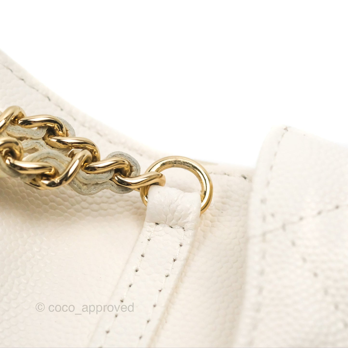 Chanel Mini Card Holder Charms Chain Belt Bag White Caviar Gold Hardware