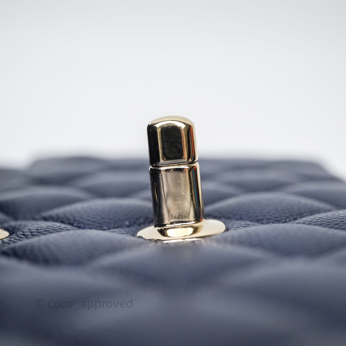 Chanel Small Classic Flap Quilted Navy Caviar Gold Hardware