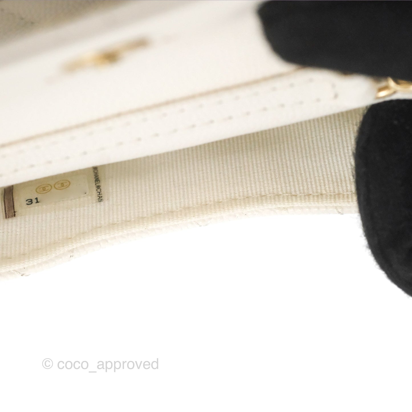 Chanel Mini Card Holder Charms Chain Belt Bag White Caviar Gold Hardware