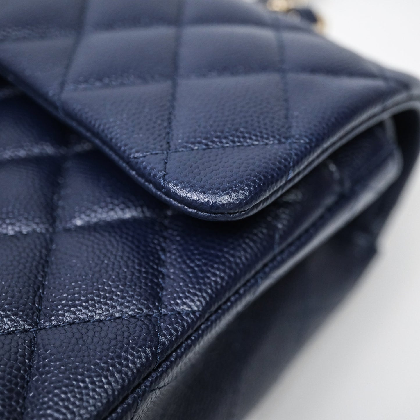 Chanel Small Classic Flap Quilted Navy Caviar Gold Hardware