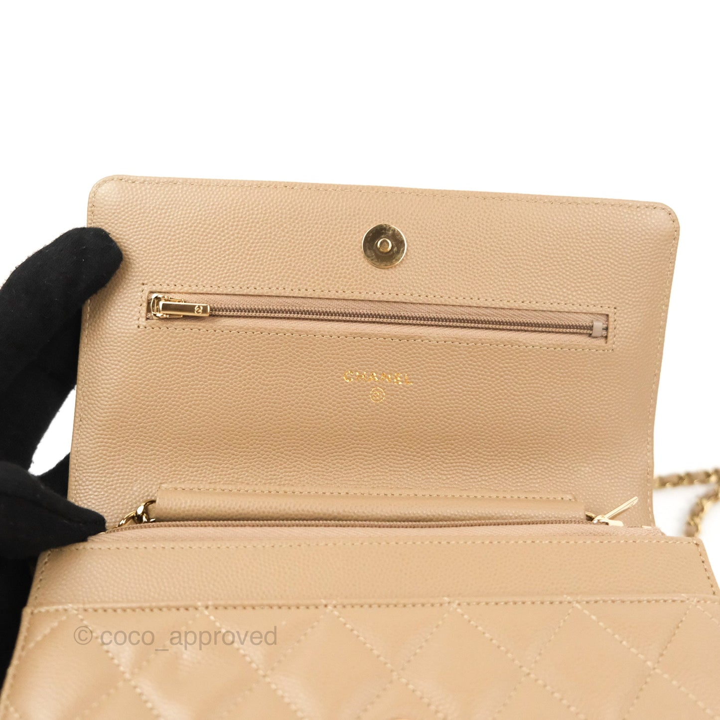 Chanel Quilted Classic WOC Dark Beige Caviar Gold Hardware