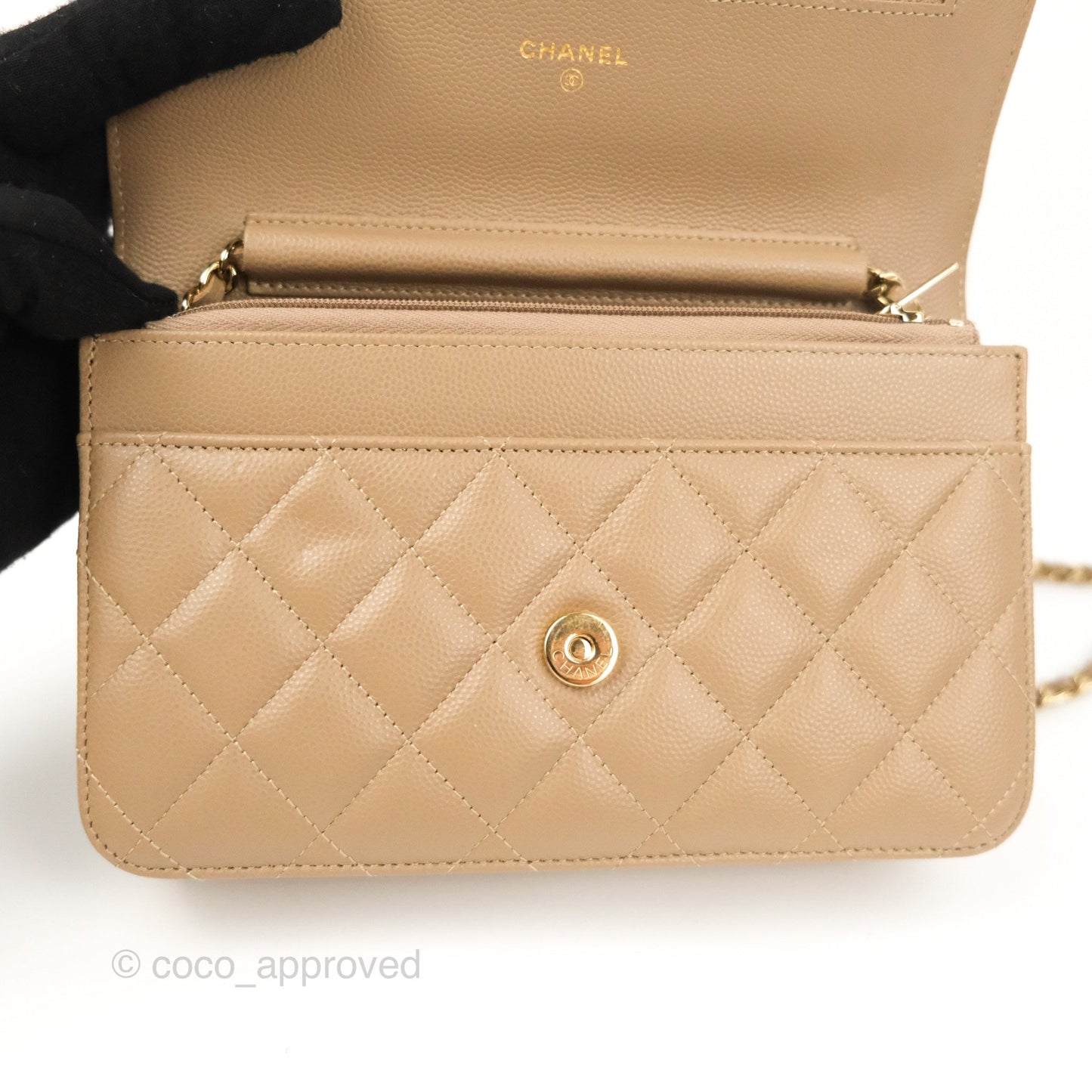 Chanel Quilted Classic WOC Dark Beige Caviar Gold Hardware