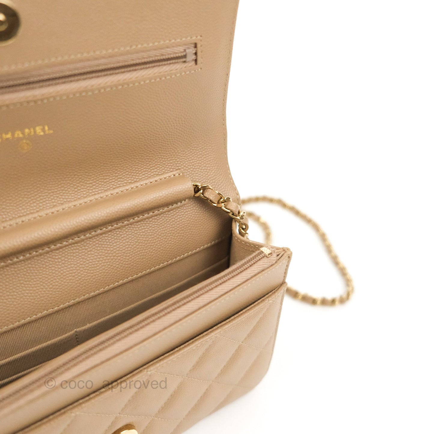 Chanel Quilted Classic WOC Dark Beige Caviar Gold Hardware