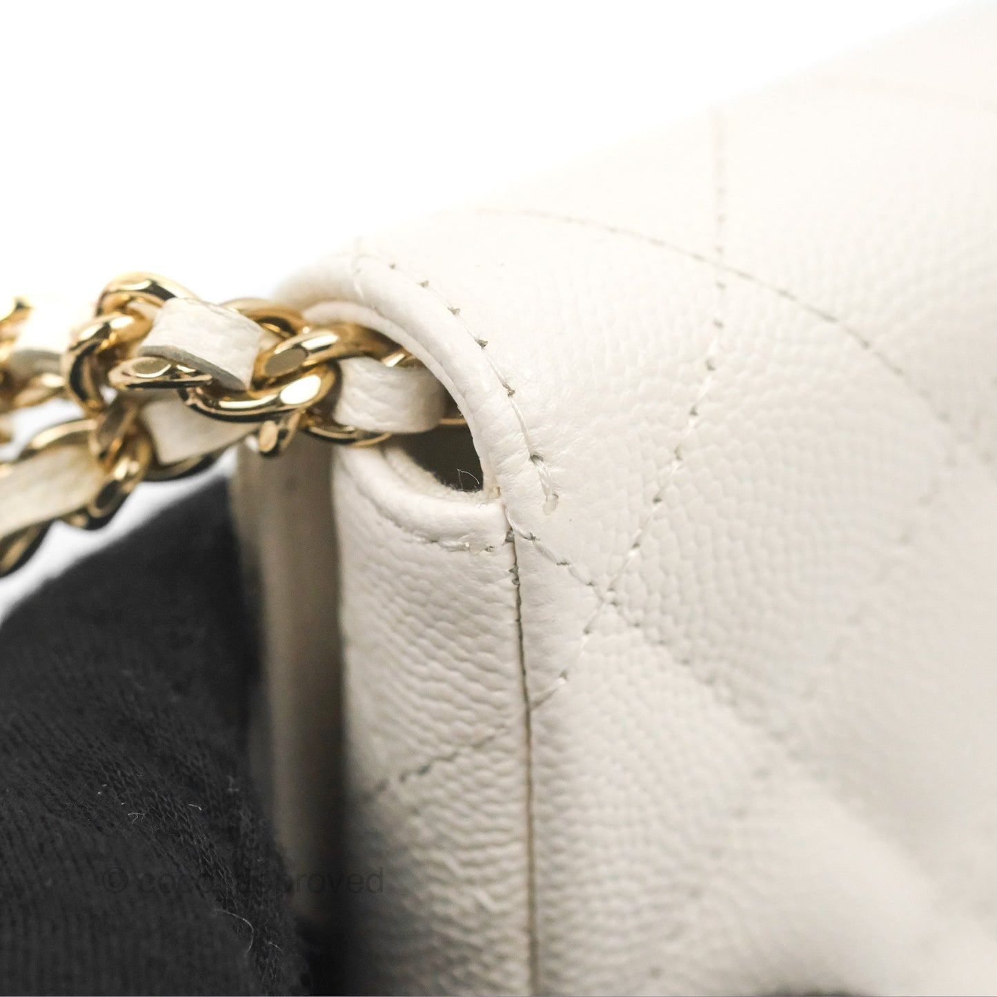Chanel Mini Card Holder Charms Chain Belt Bag White Caviar Gold Hardware