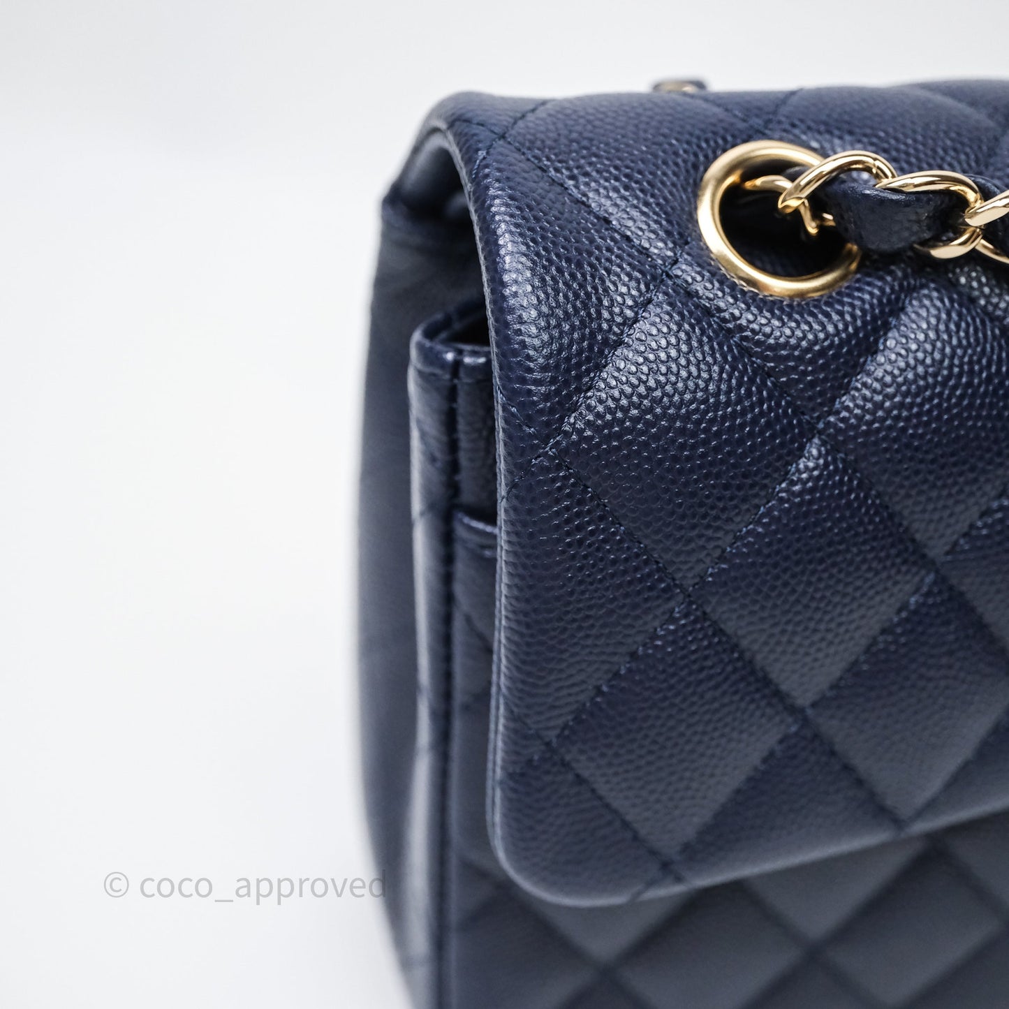 Chanel Small Classic Flap Quilted Navy Caviar Gold Hardware