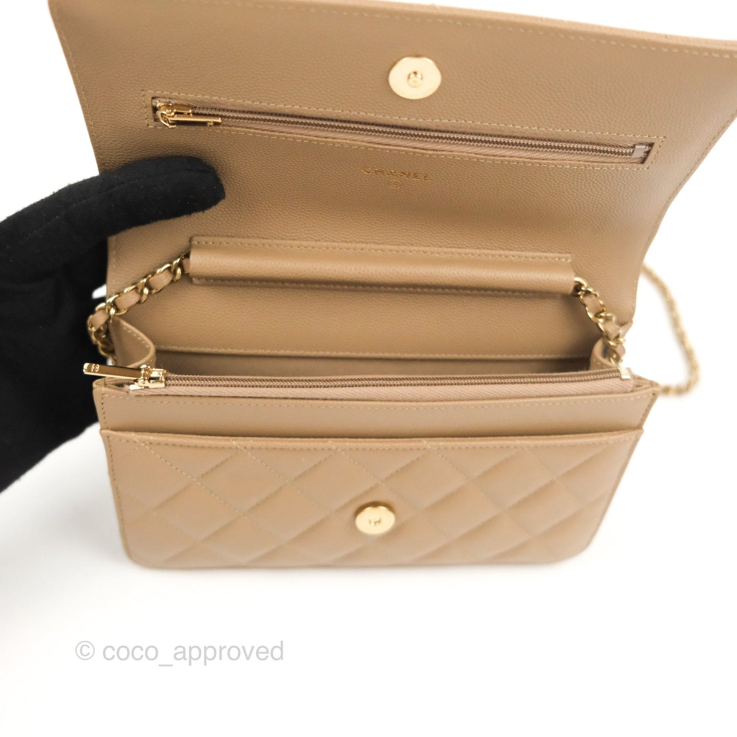Chanel Quilted Classic WOC Dark Beige Caviar Gold Hardware