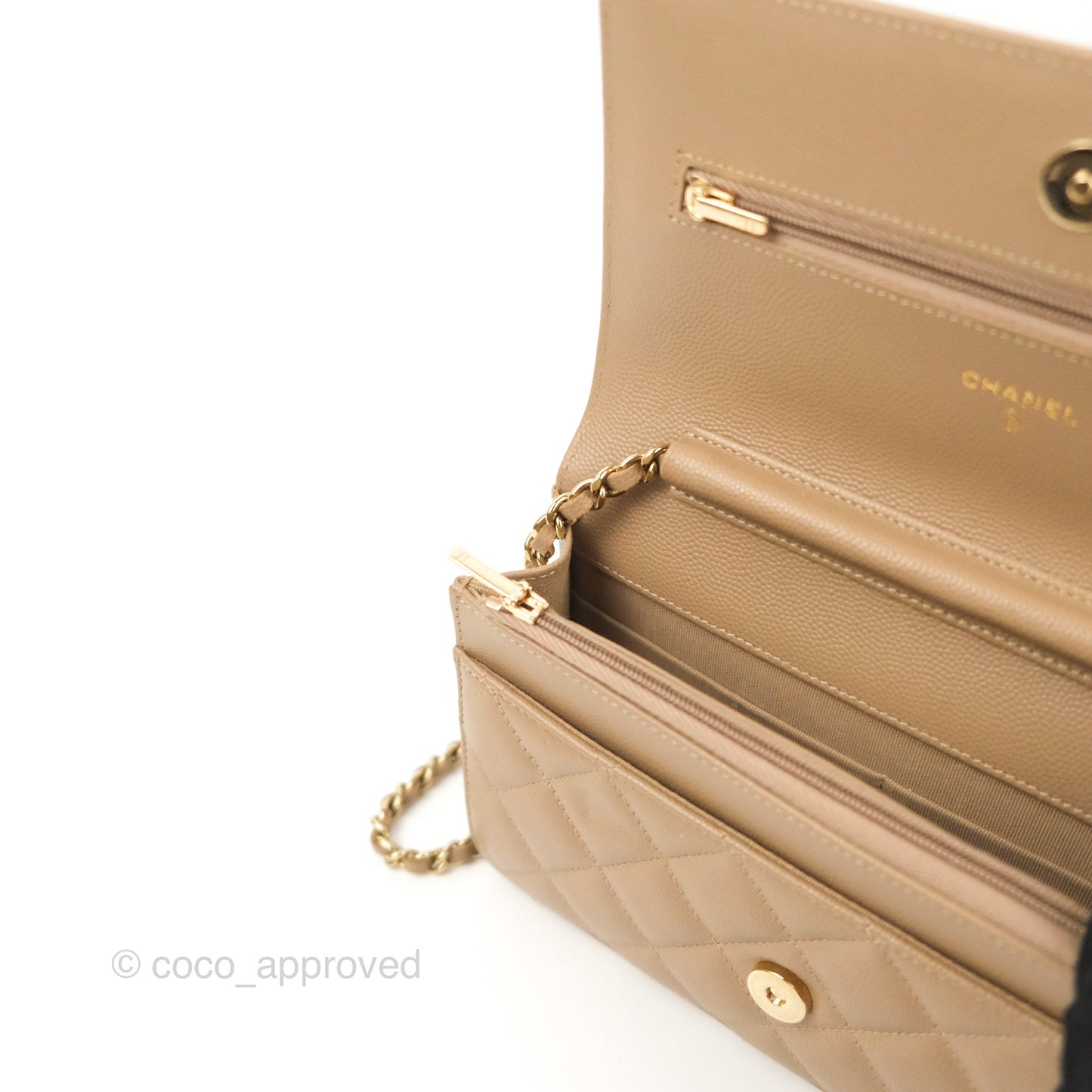 Chanel Quilted Classic WOC Dark Beige Caviar Gold Hardware