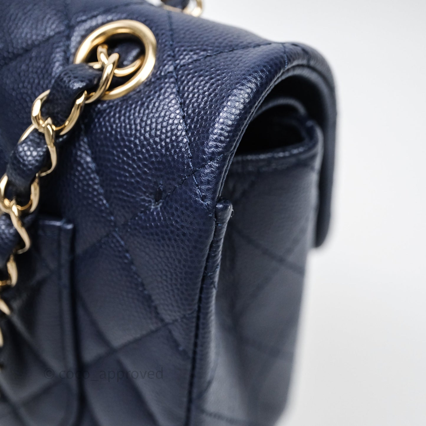Chanel Small Classic Flap Quilted Navy Caviar Gold Hardware