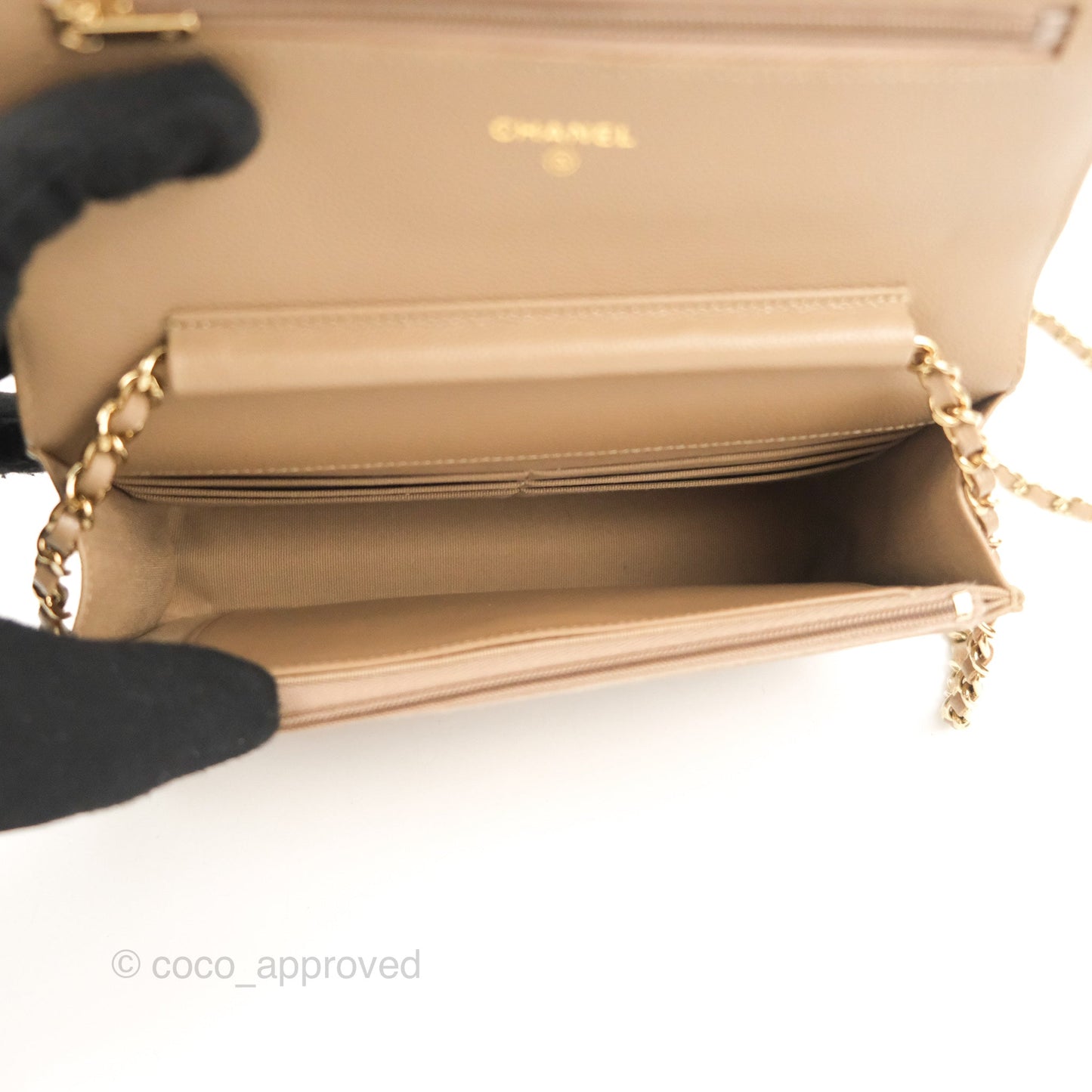 Chanel Quilted Classic WOC Dark Beige Caviar Gold Hardware