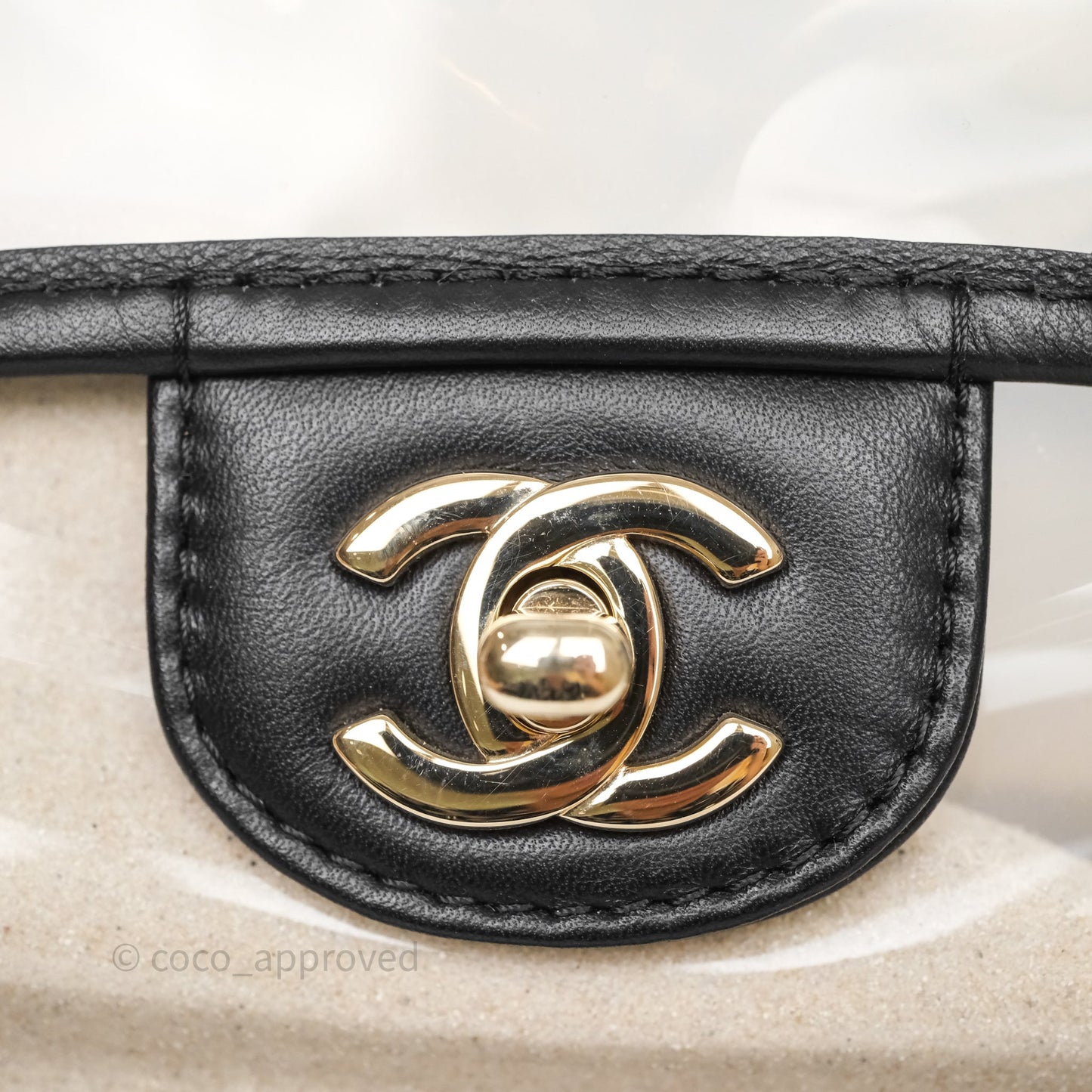 Chanel Medium Sand By The Sea PVC Flap Black Lambskin Gold Hardware