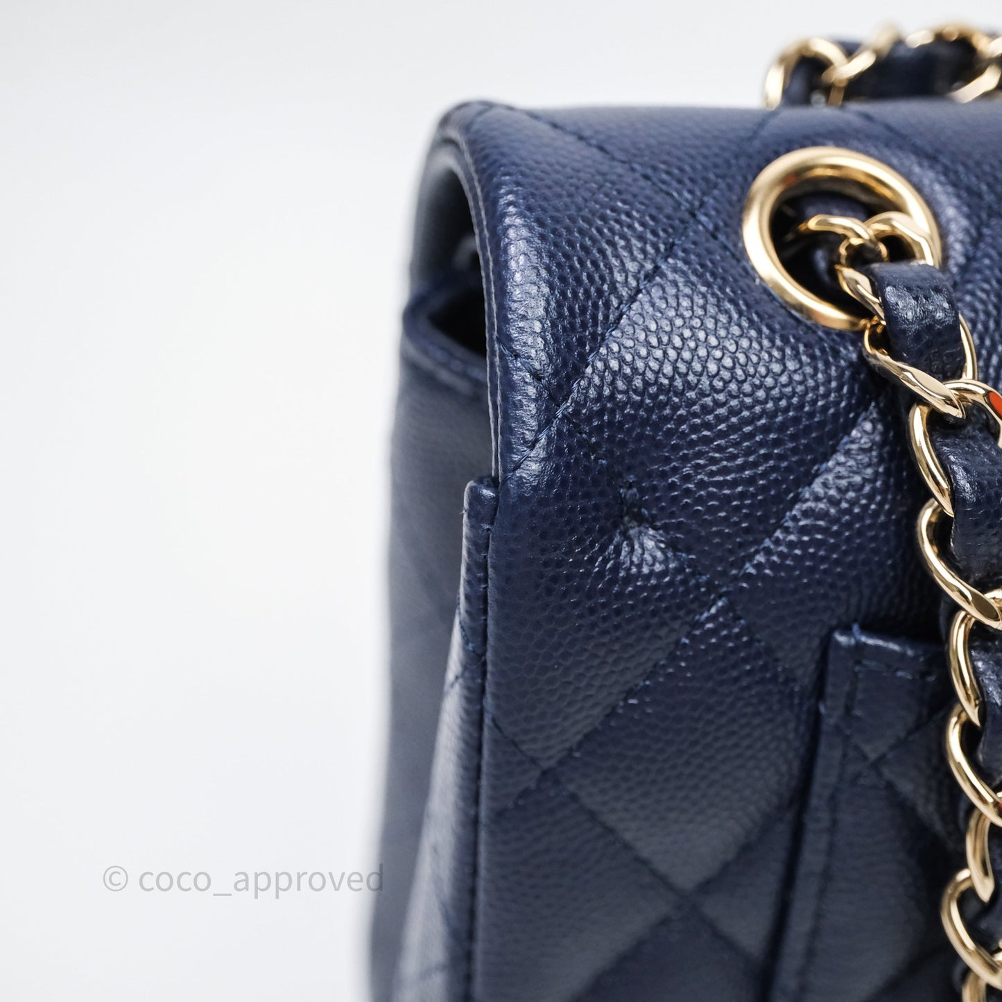 Chanel Small Classic Flap Quilted Navy Caviar Gold Hardware