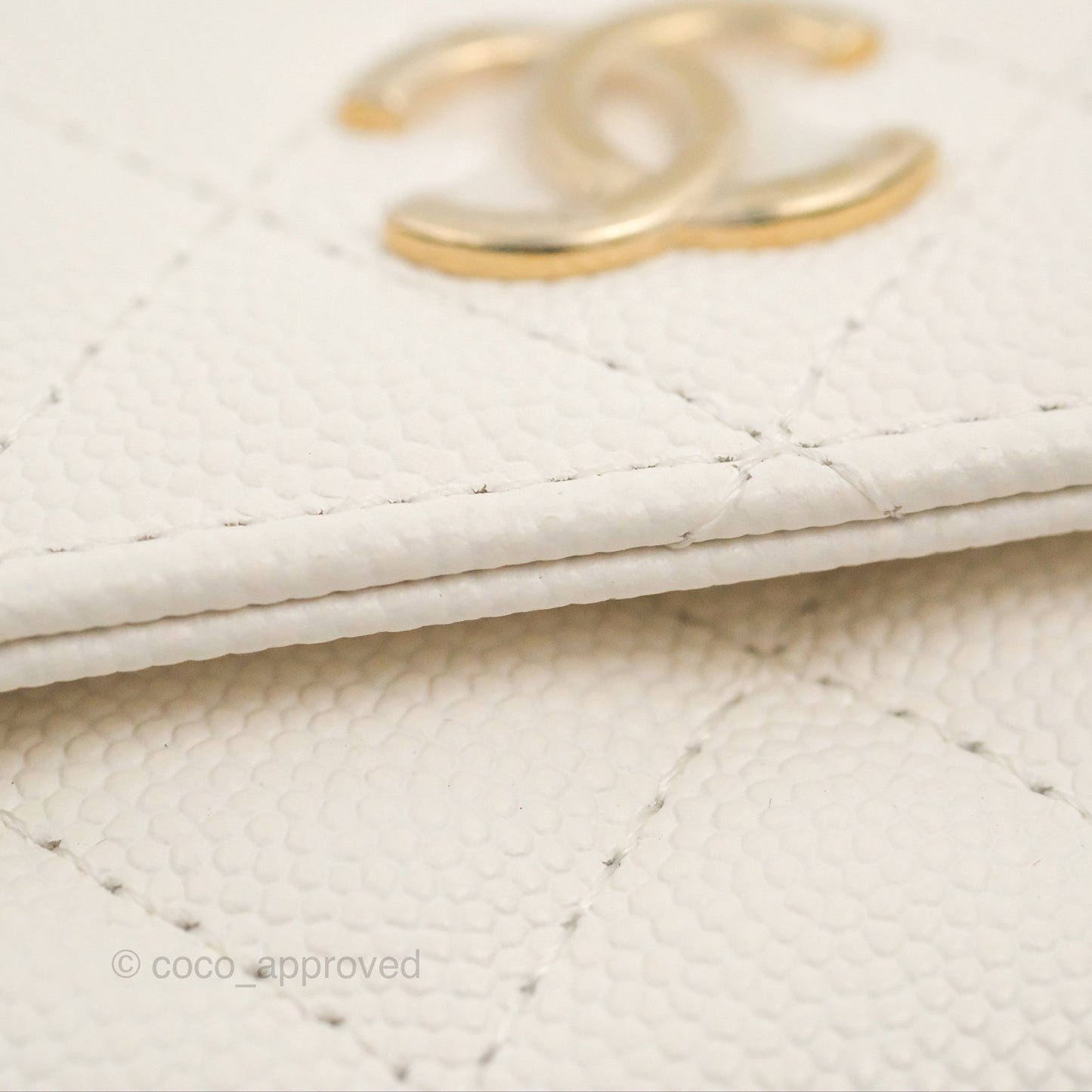 Chanel Mini Card Holder Charms Chain Belt Bag White Caviar Gold Hardware