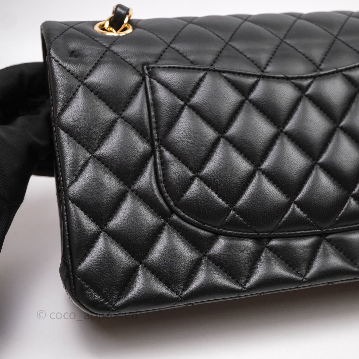 Chanel Classic M/L Medium Flap Quilted Black Lambskin Gold Hardware