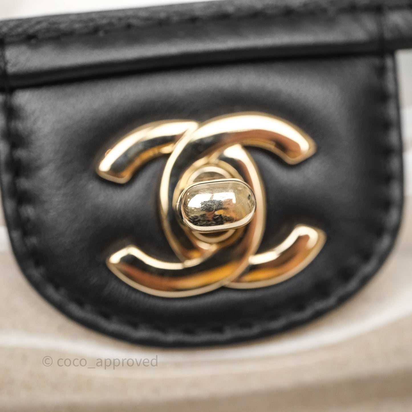Chanel Medium Sand By The Sea PVC Flap Black Lambskin Gold Hardware