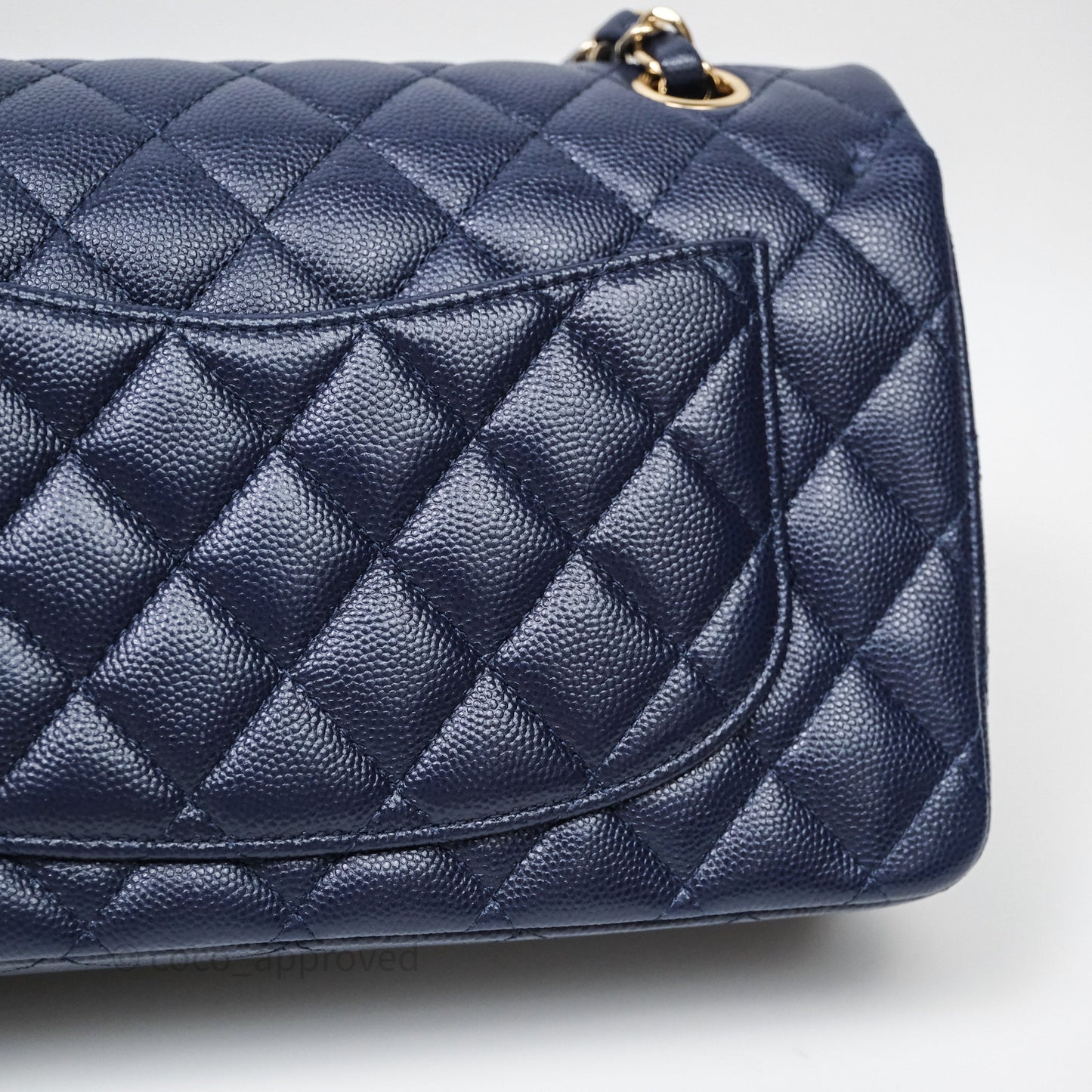 Chanel Small Classic Flap Quilted Navy Caviar Gold Hardware
