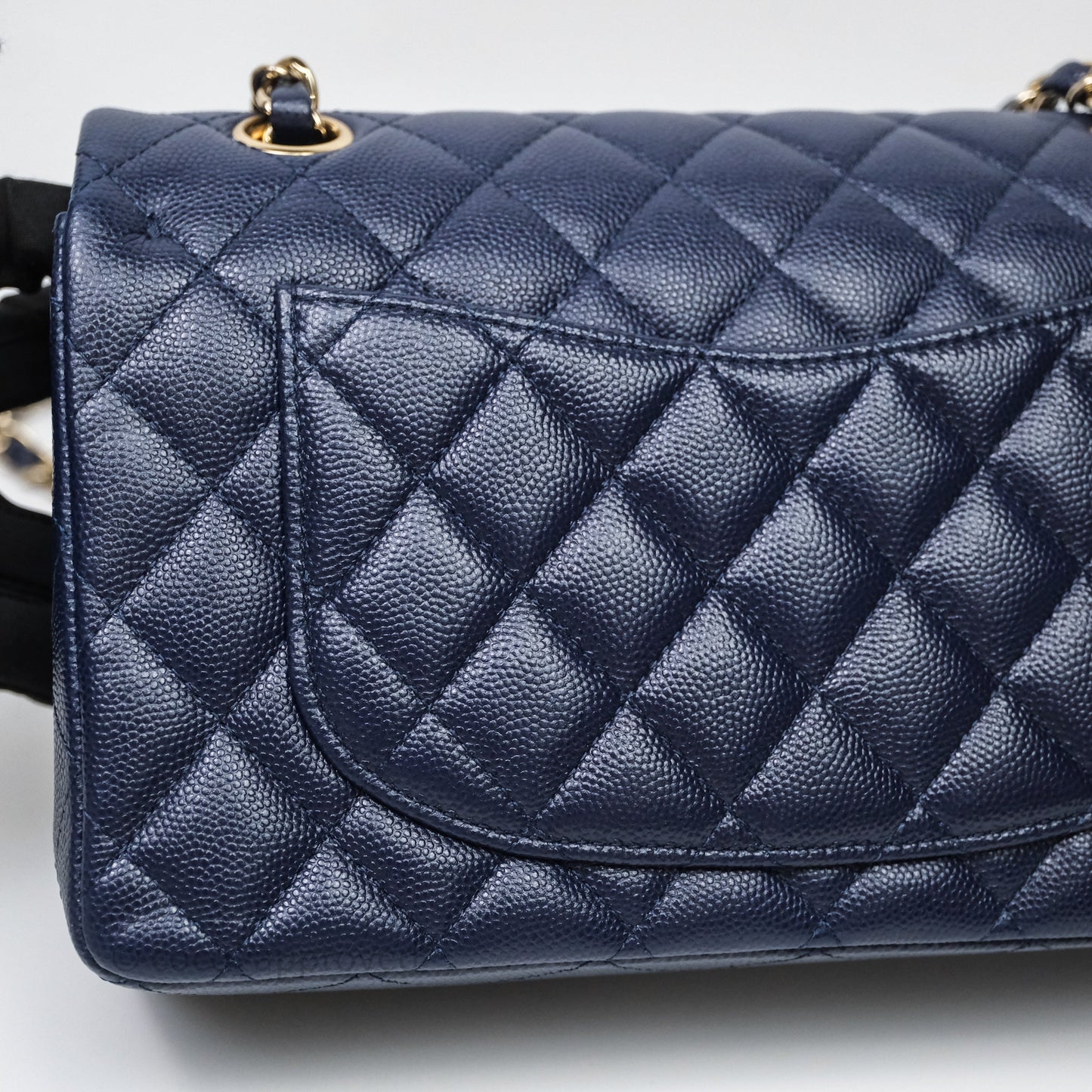 Chanel Small Classic Flap Quilted Navy Caviar Gold Hardware