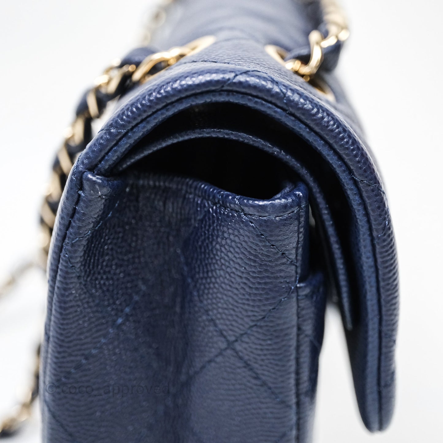 Chanel Small Classic Flap Quilted Navy Caviar Gold Hardware