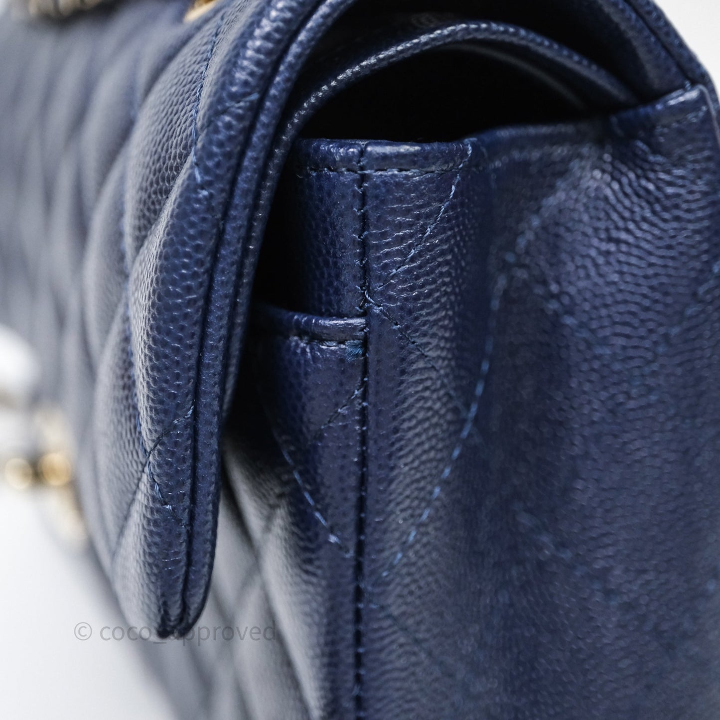 Chanel Small Classic Flap Quilted Navy Caviar Gold Hardware