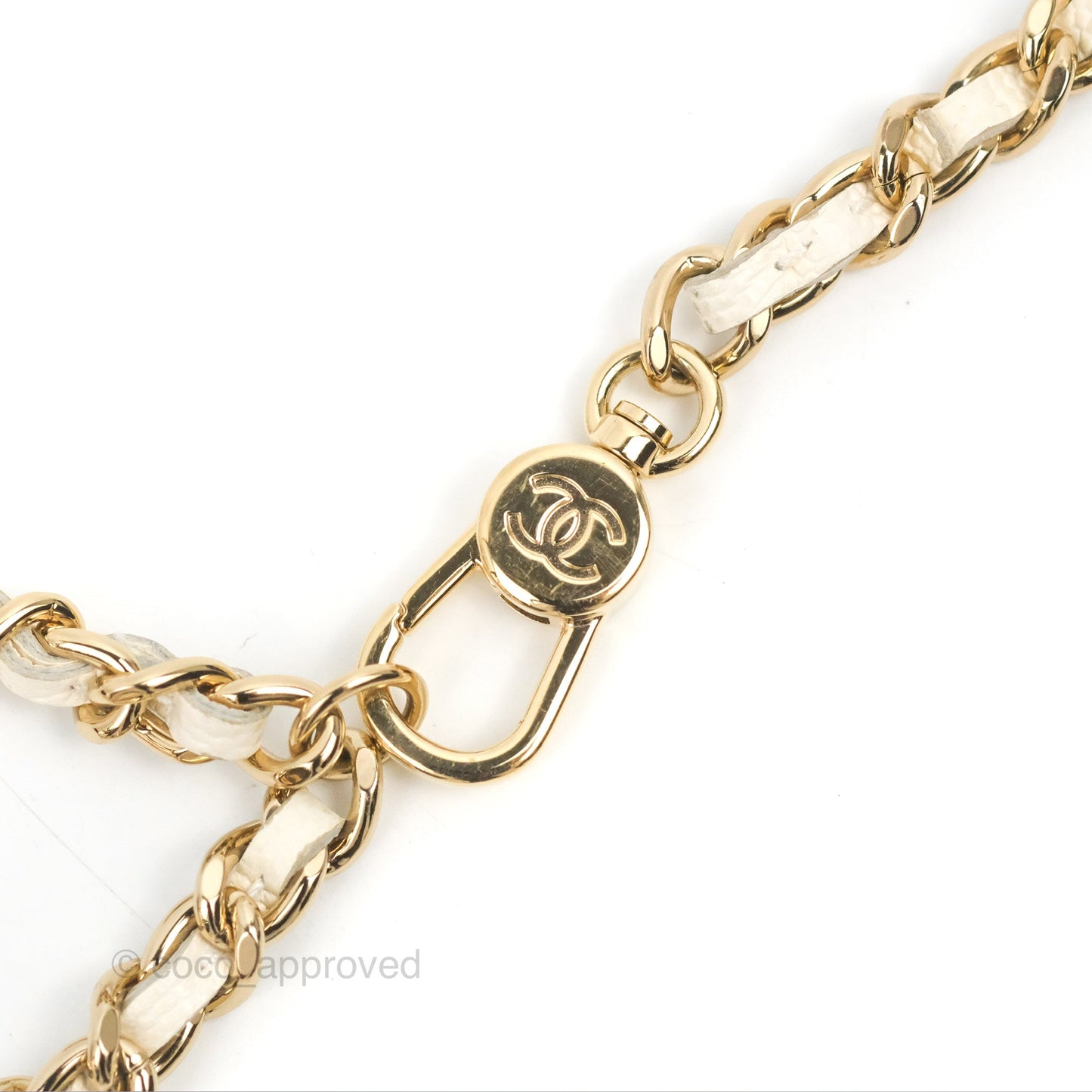 Chanel Mini Card Holder Charms Chain Belt Bag White Caviar Gold Hardware