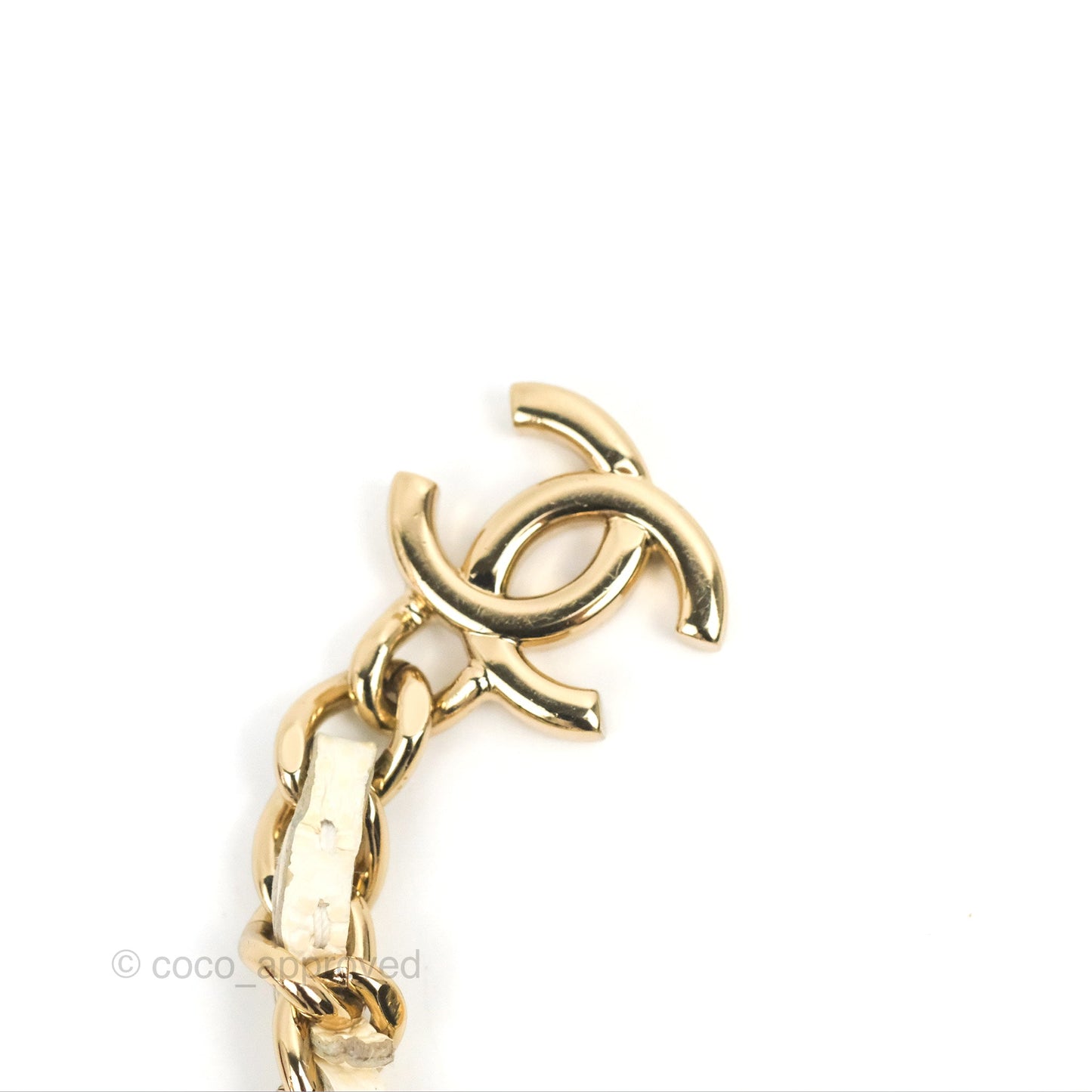 Chanel Mini Card Holder Charms Chain Belt Bag White Caviar Gold Hardware