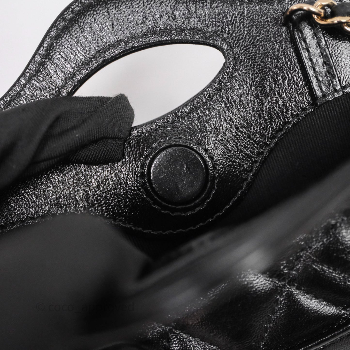Chanel Micro 31 Clutch With Chain Black Shiny Calfskin Gold Hardware