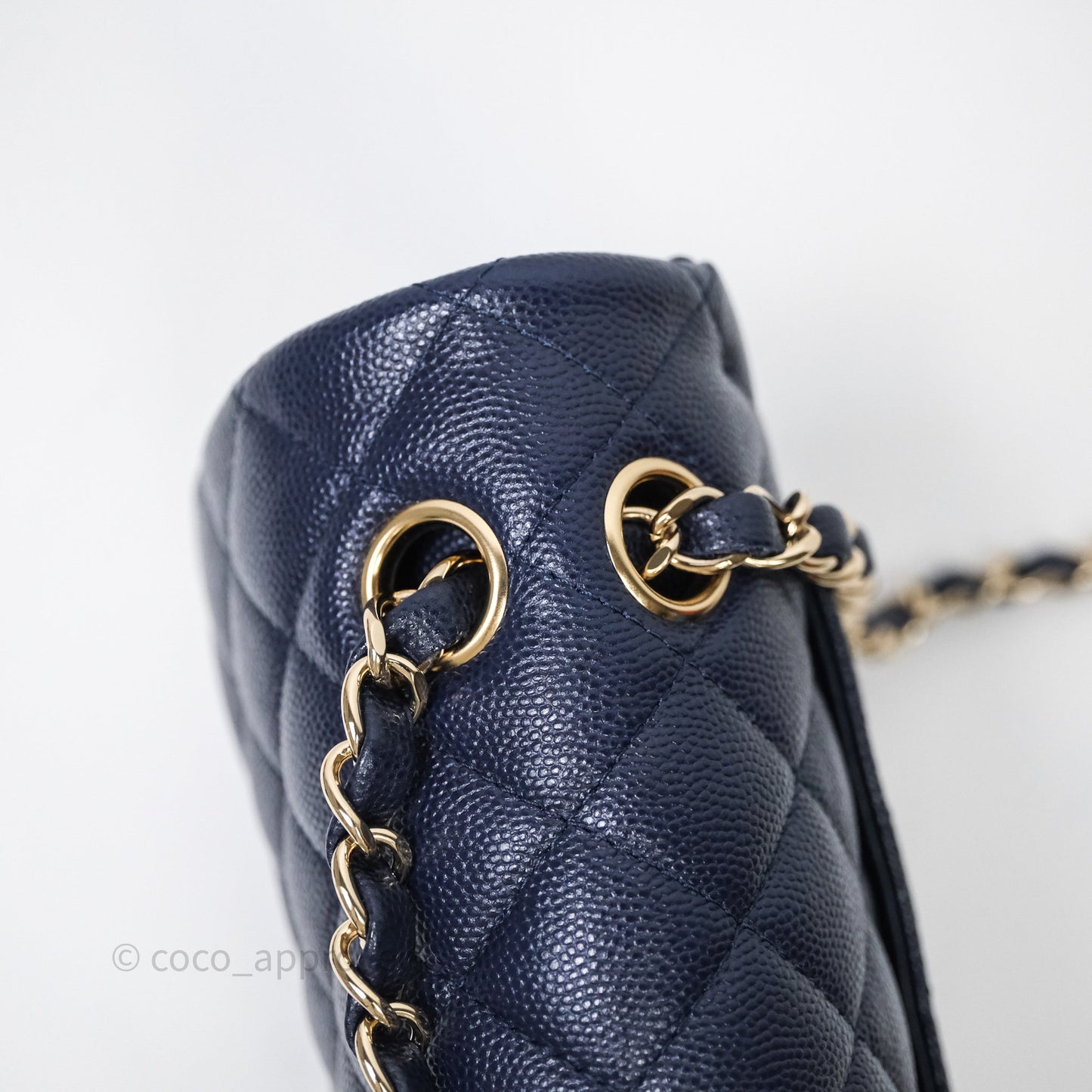 Chanel Small Classic Flap Quilted Navy Caviar Gold Hardware