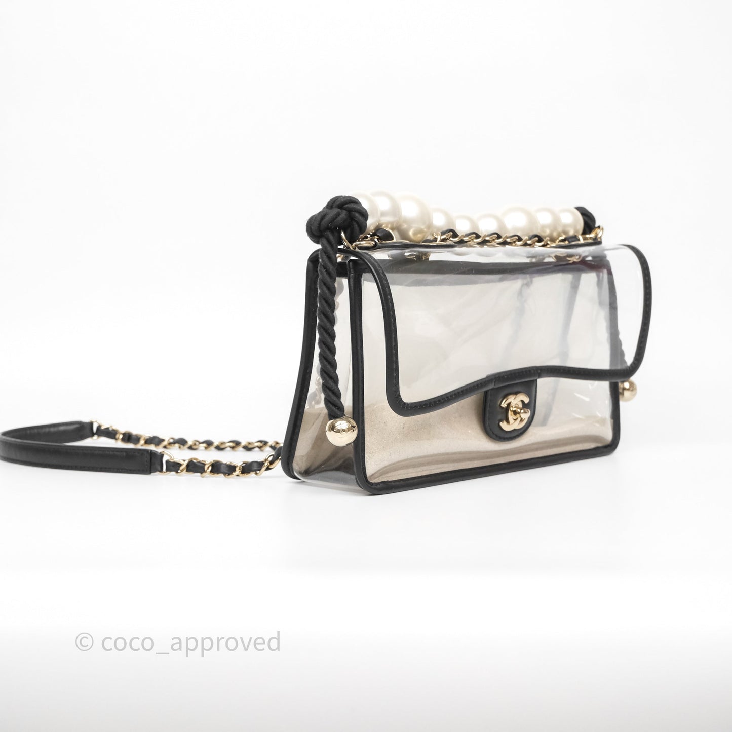 Chanel Medium Sand By The Sea PVC Flap Black Lambskin Gold Hardware