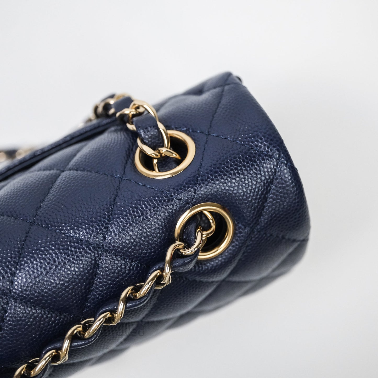 Chanel Small Classic Flap Quilted Navy Caviar Gold Hardware