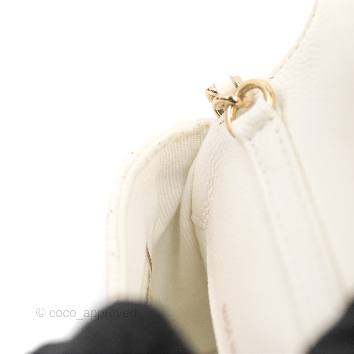 Chanel Mini Card Holder Charms Chain Belt Bag White Caviar Gold Hardware