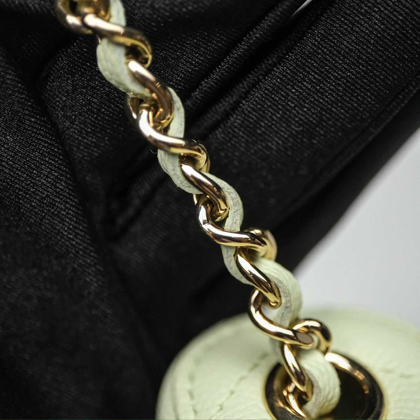 Chanel Vanity Phone Holder With Chain Light Mint Green Caviar Gold Hardware