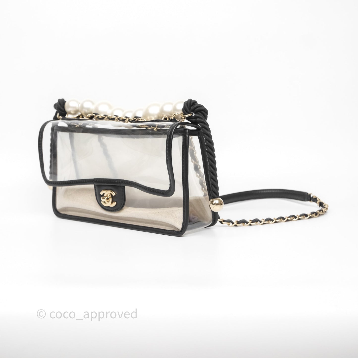 Chanel Medium Sand By The Sea PVC Flap Black Lambskin Gold Hardware