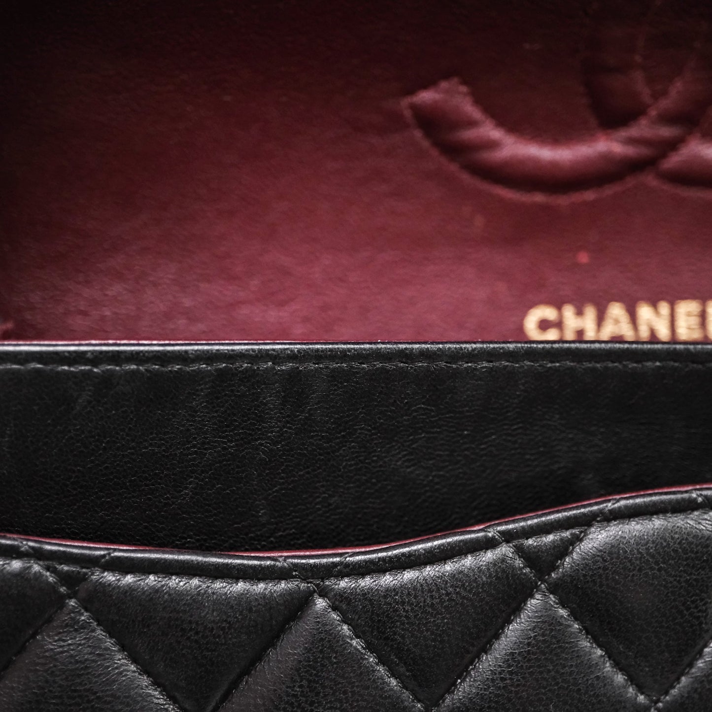 Chanel Vintage Classic M/L Medium Double Flap Black Lambskin 24K Gold Hardware