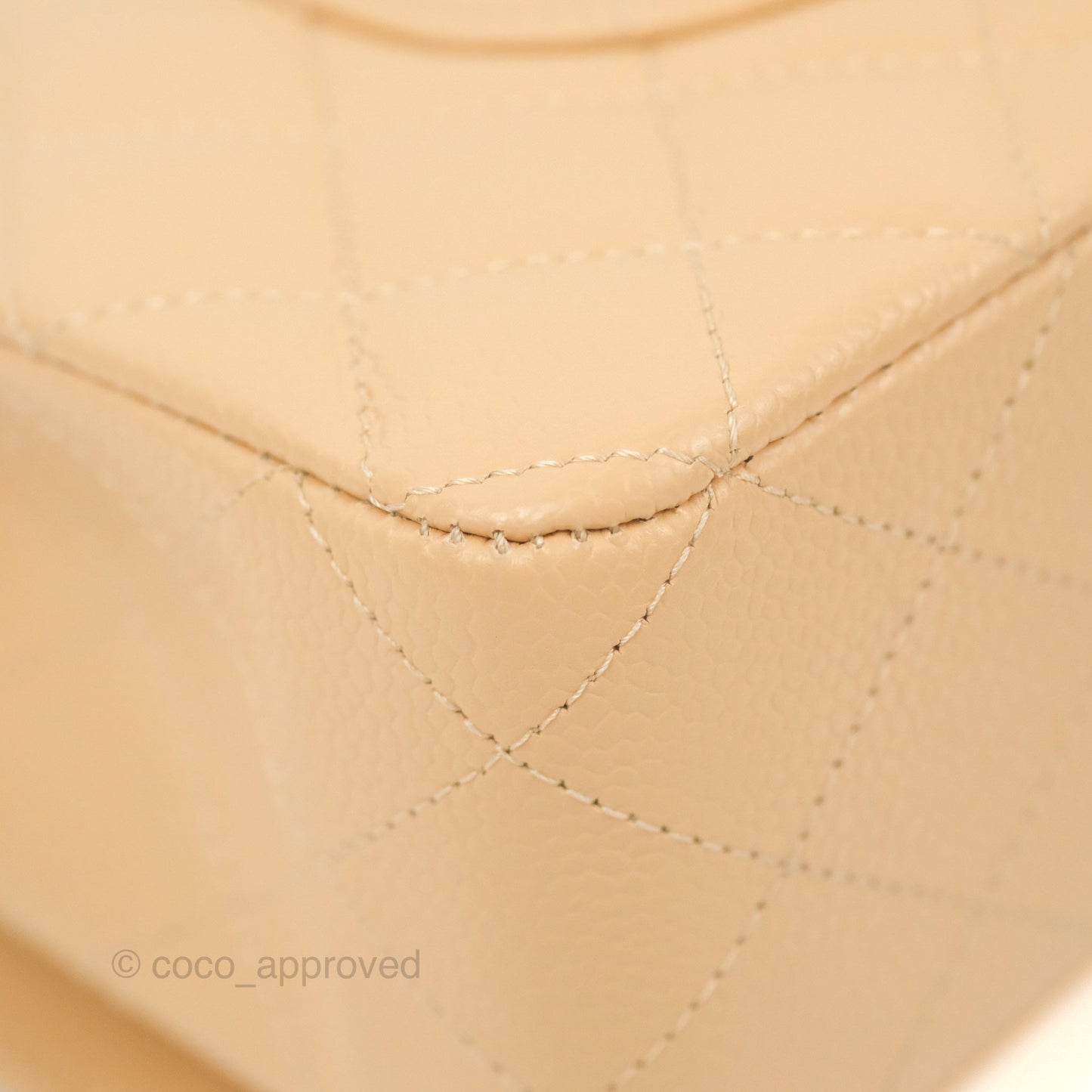 Chanel Classic M/L Medium Flap Quilted Beige Caviar Silver Hardware