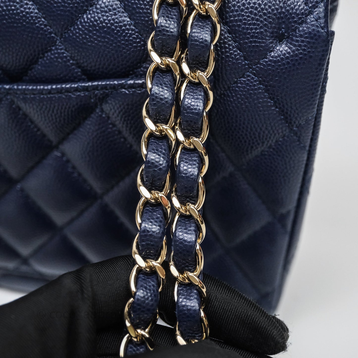 Chanel Small Classic Flap Quilted Navy Caviar Gold Hardware