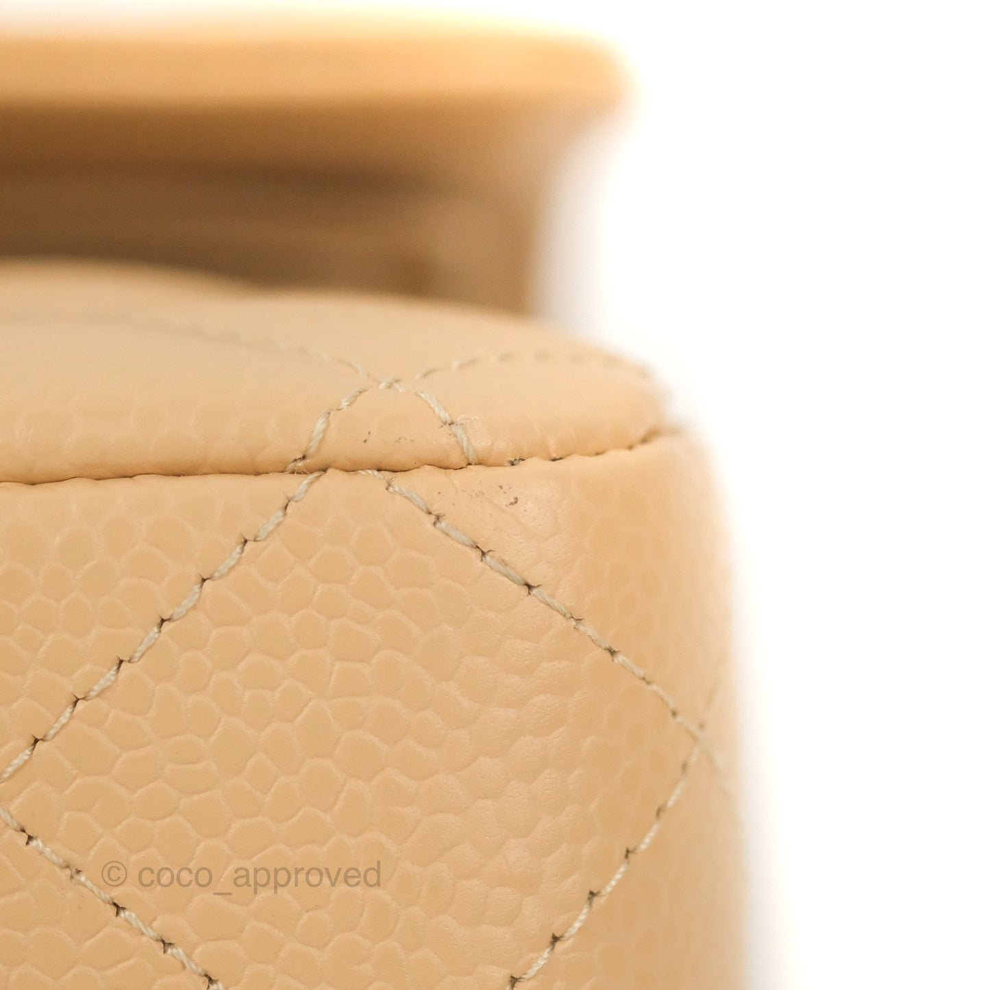 Chanel Classic M/L Medium Flap Quilted Beige Caviar Silver Hardware
