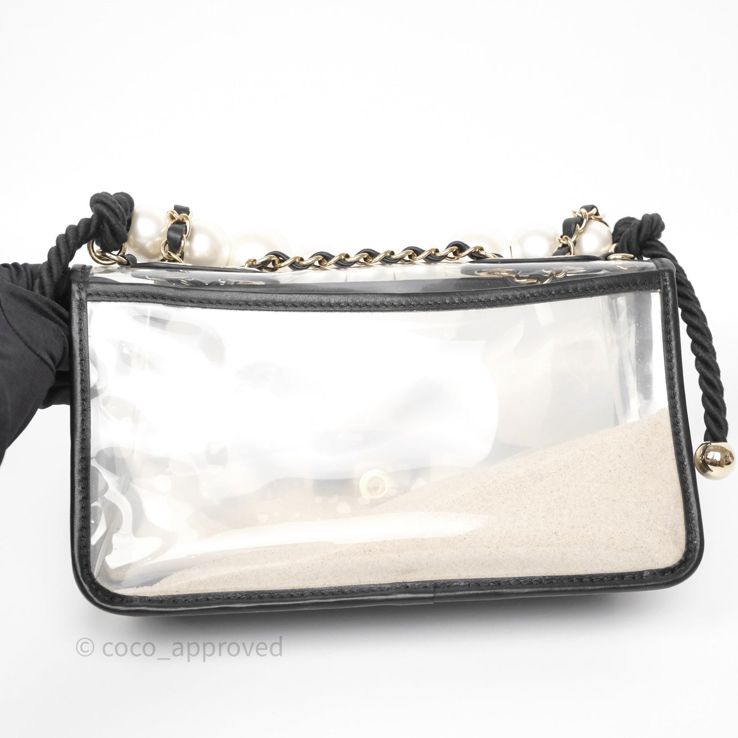 Chanel Medium Sand By The Sea PVC Flap Black Lambskin Gold Hardware