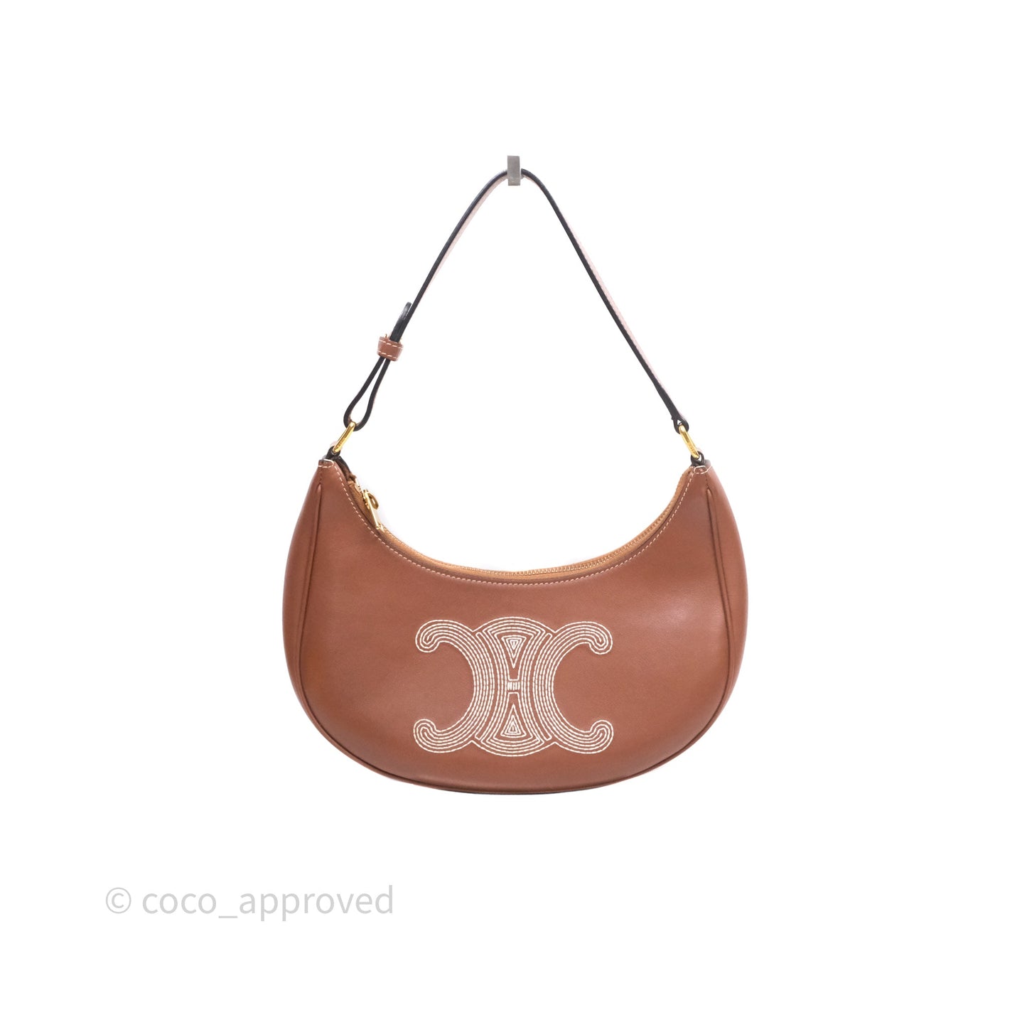 Celine Medium Ava Triomphe Logo Bag Tan Calfskin