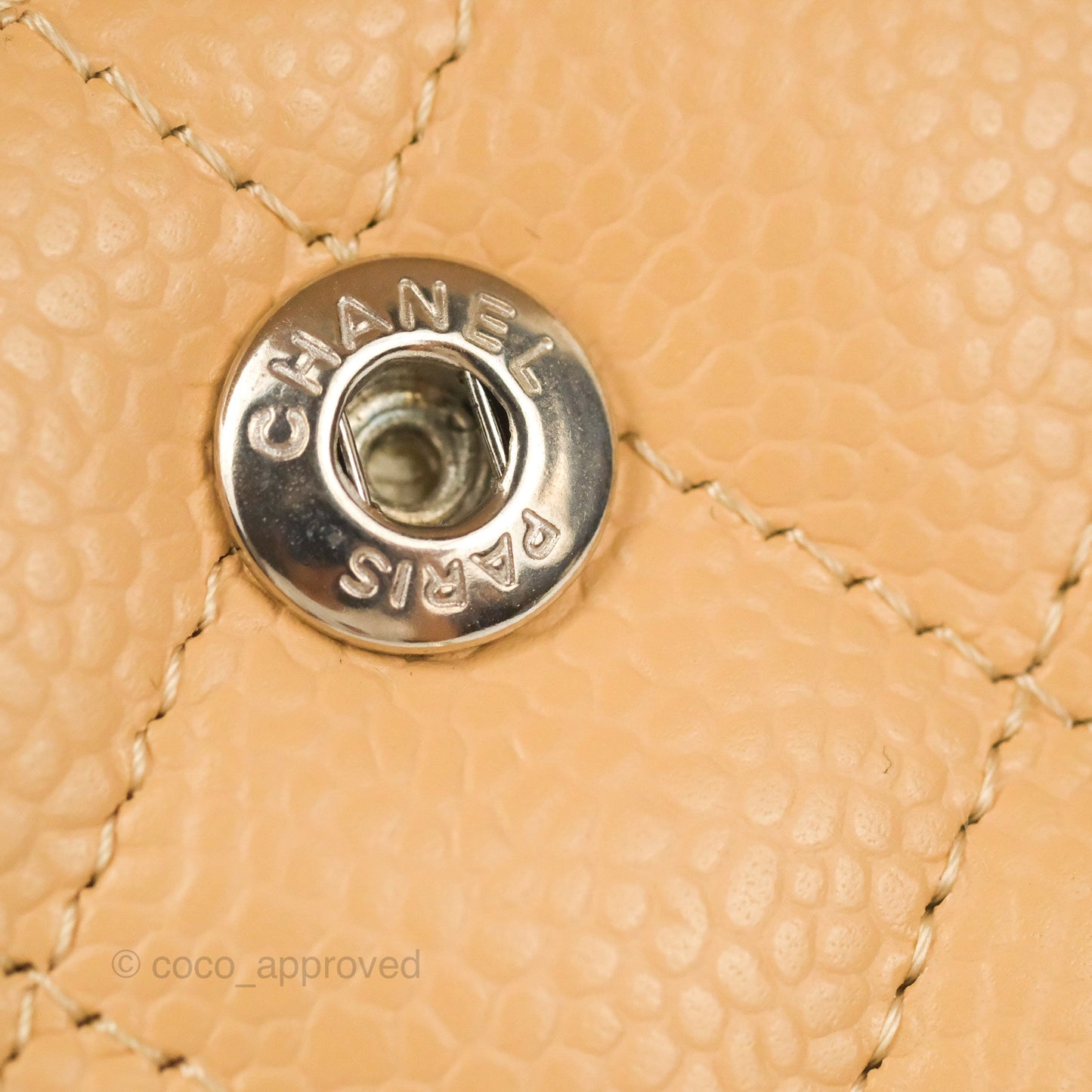Chanel Classic M/L Medium Flap Quilted Beige Caviar Silver Hardware